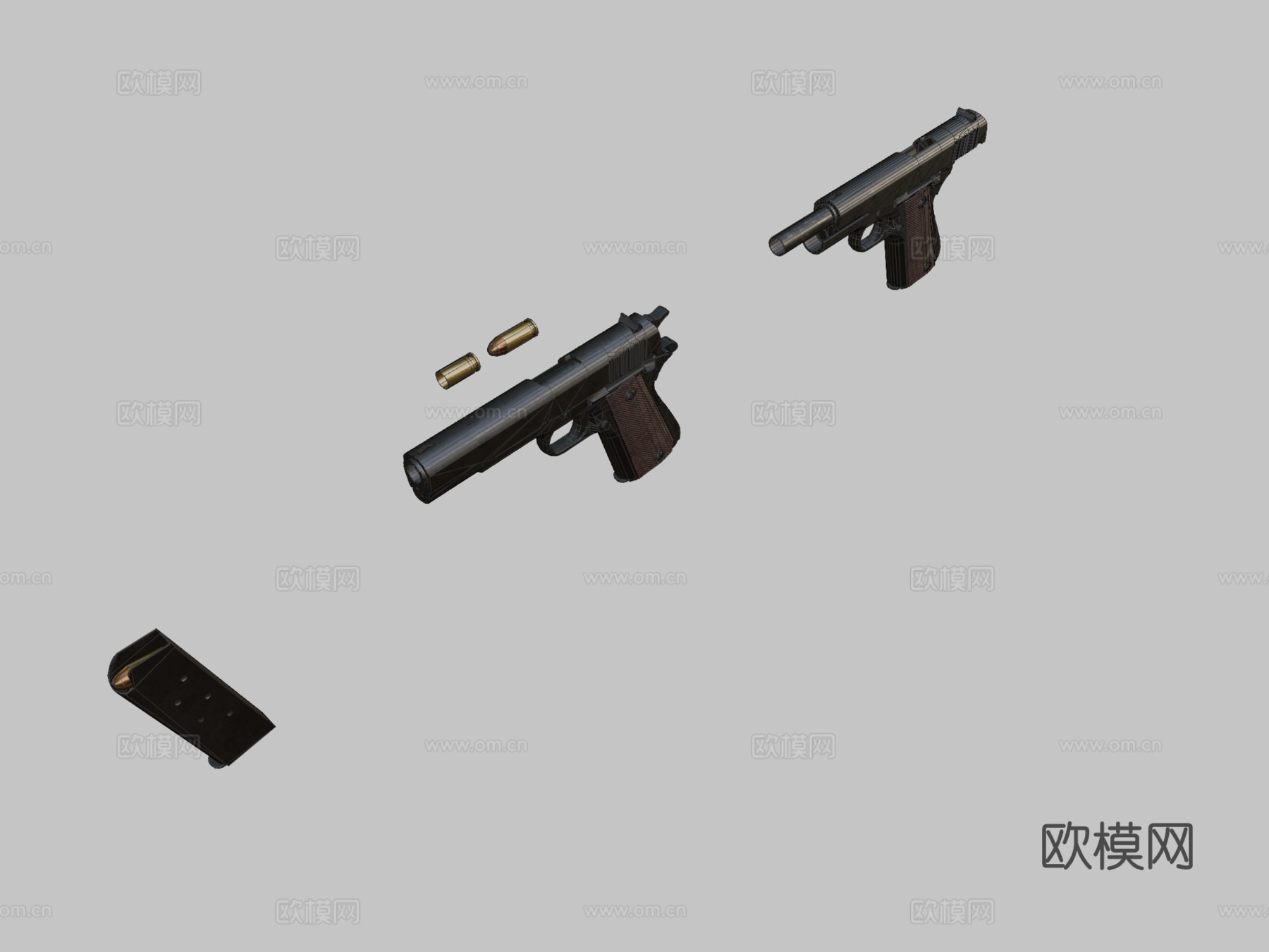 二战1911手枪3d模型