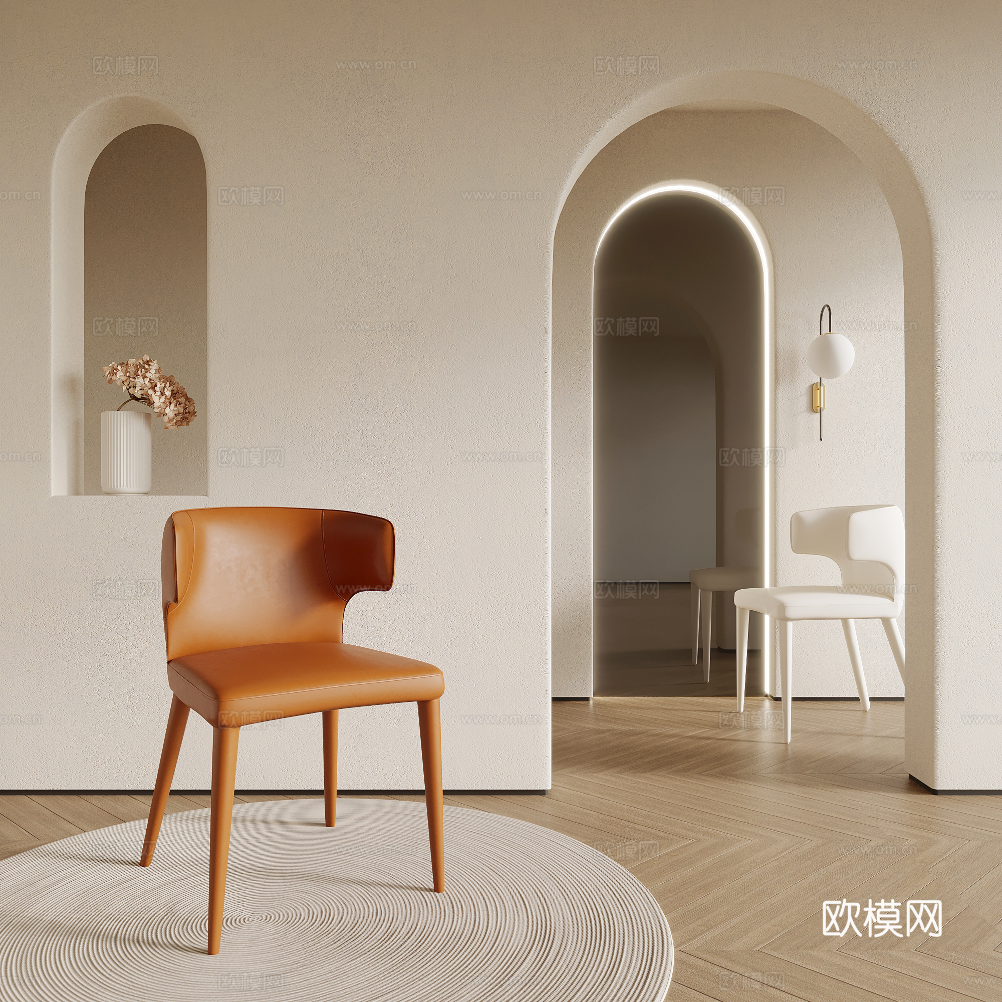 椅子 现代奶油风餐椅 写字椅3d模型