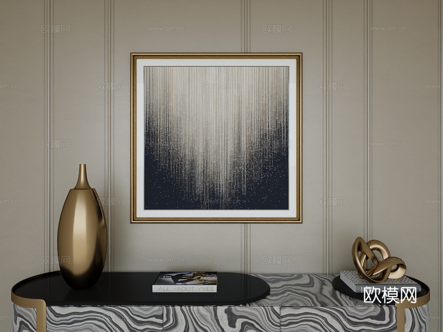 意式轻奢高级挂画3d模型下载