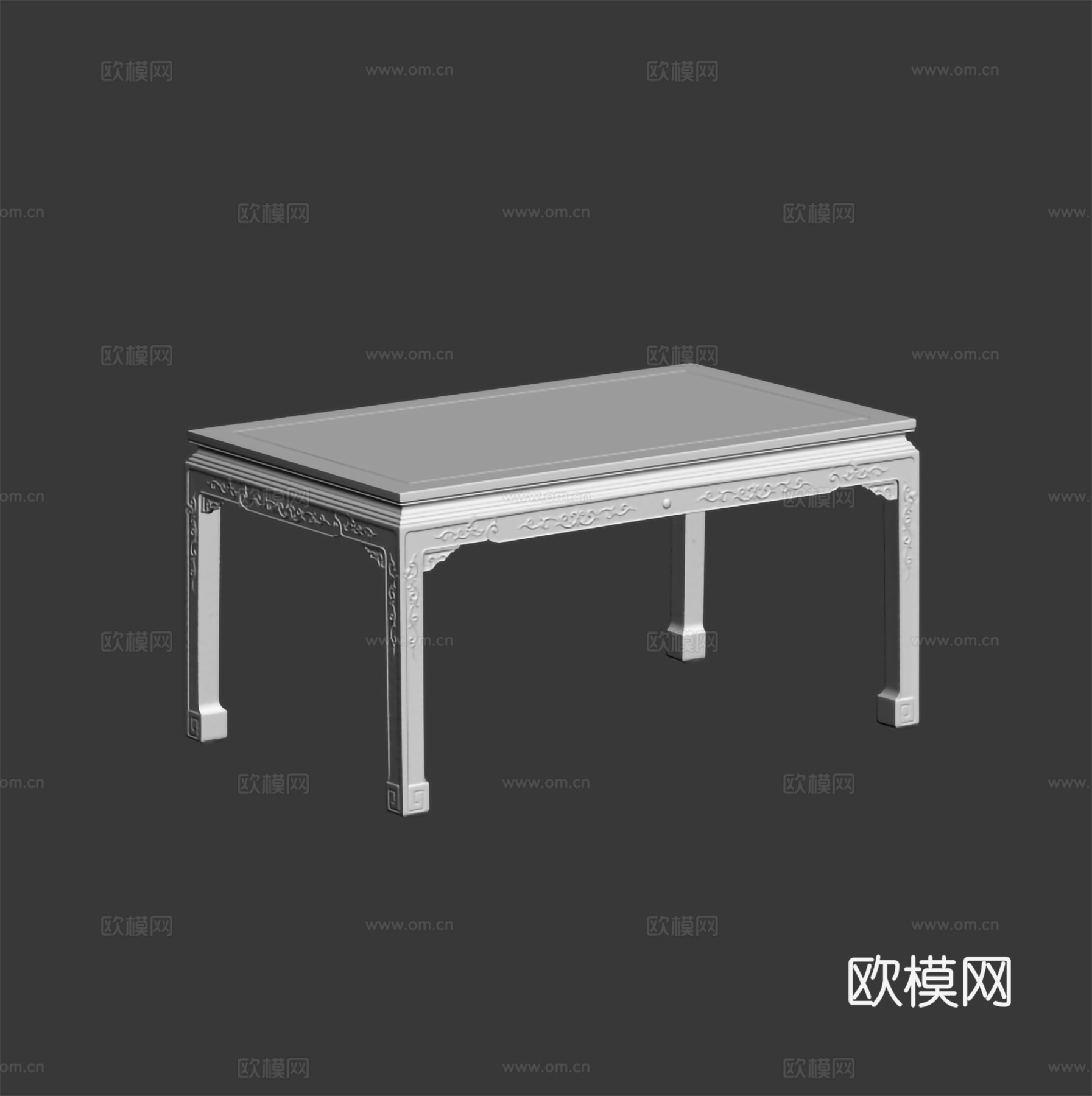 中式餐桌 简欧桌腿 实木红木3d模型
