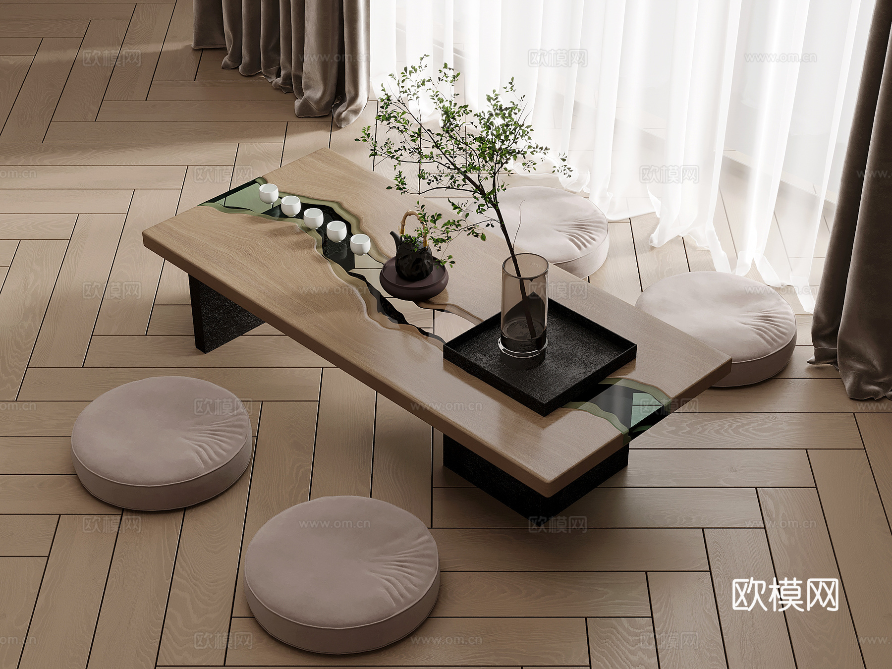 茶桌椅 新中式茶桌椅 茶台3d模型