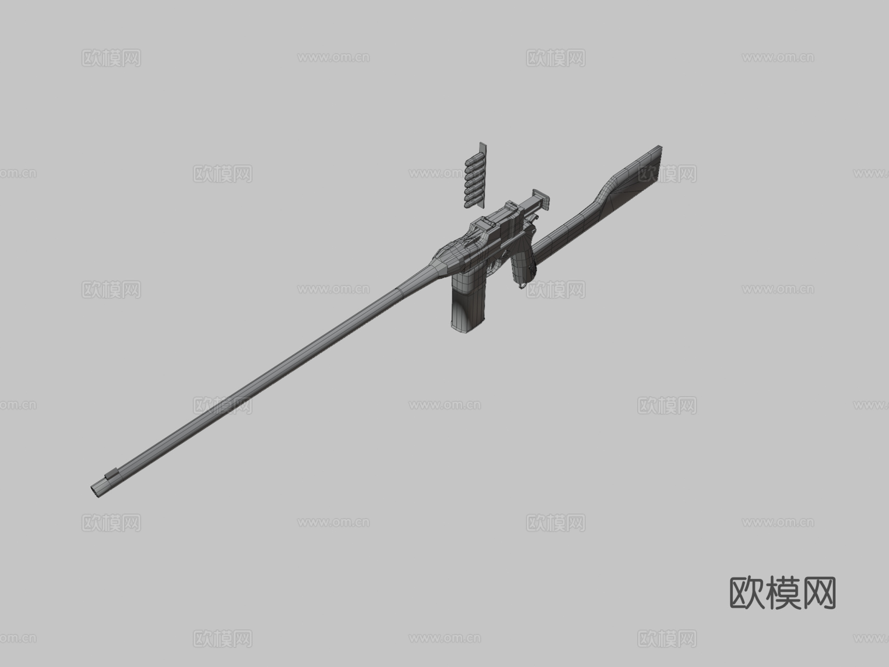 毛瑟C96(毛瑟速射长版)3d模型