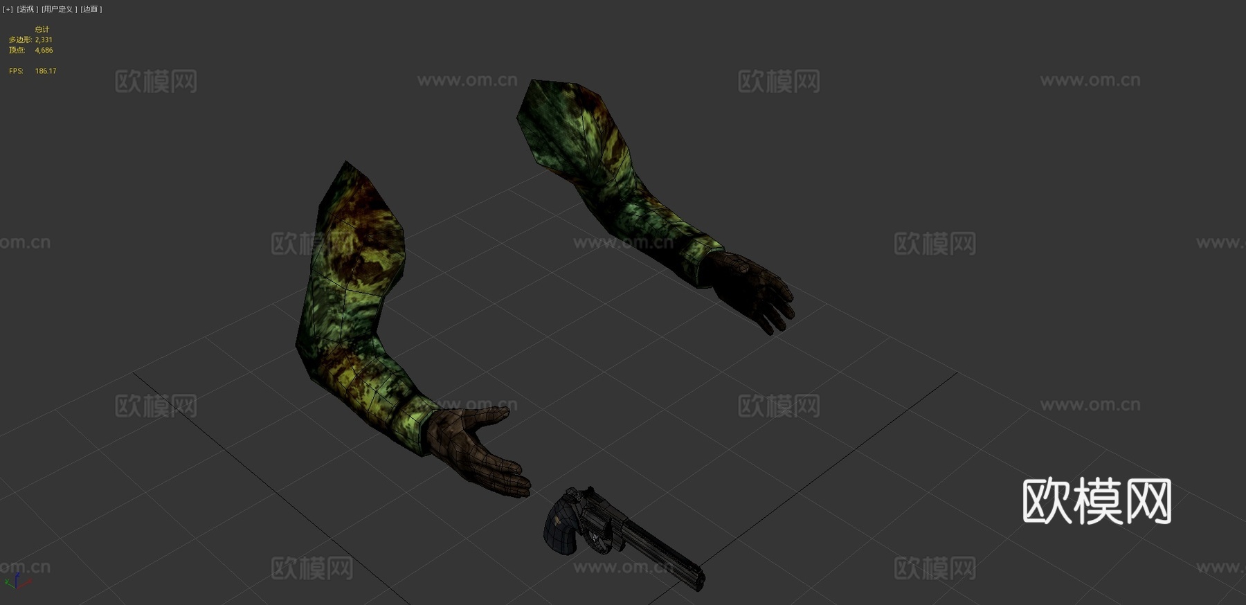 FPS手持左轮3d模型