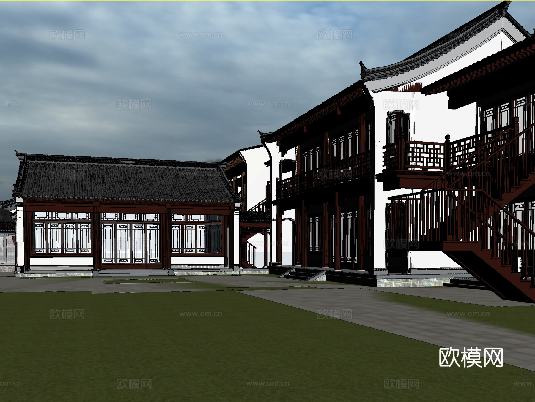 古建 民宿 中式建筑 灰派3d模型