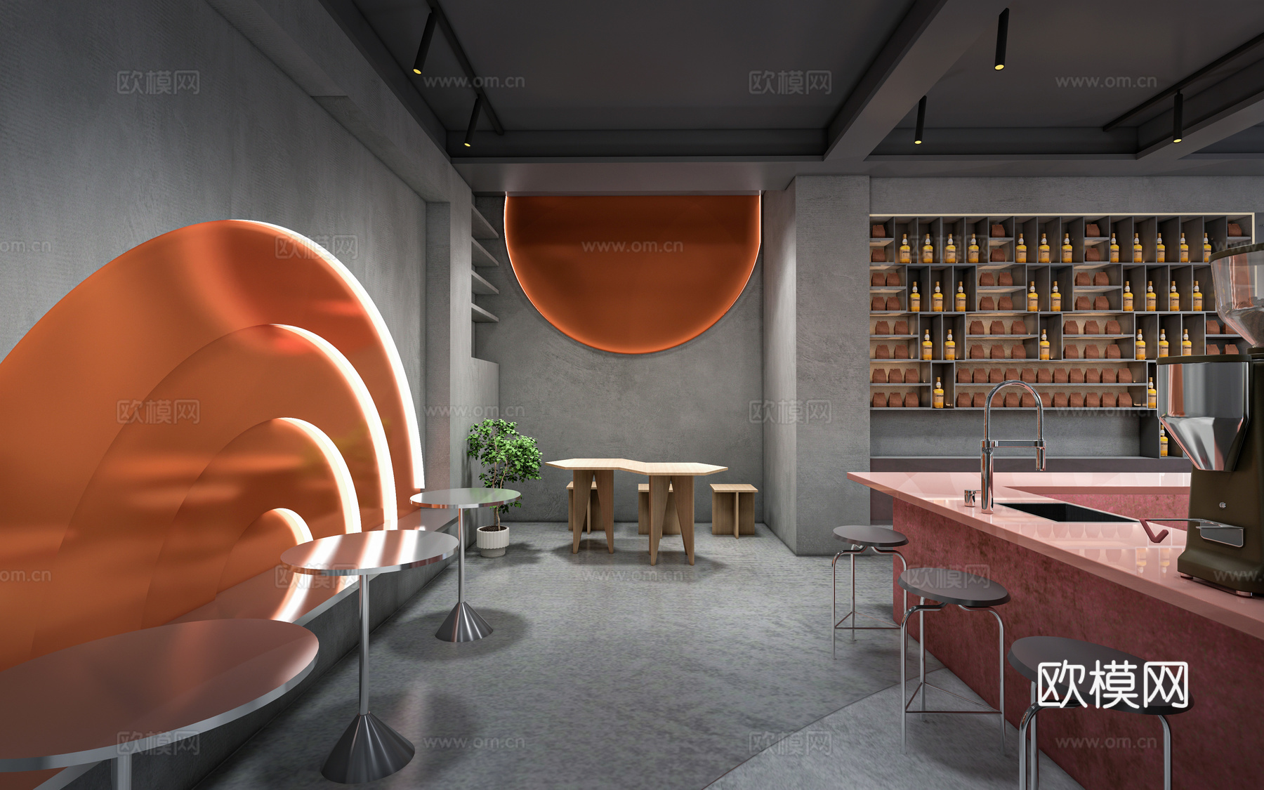 现代咖啡吧台 咖啡店su模型