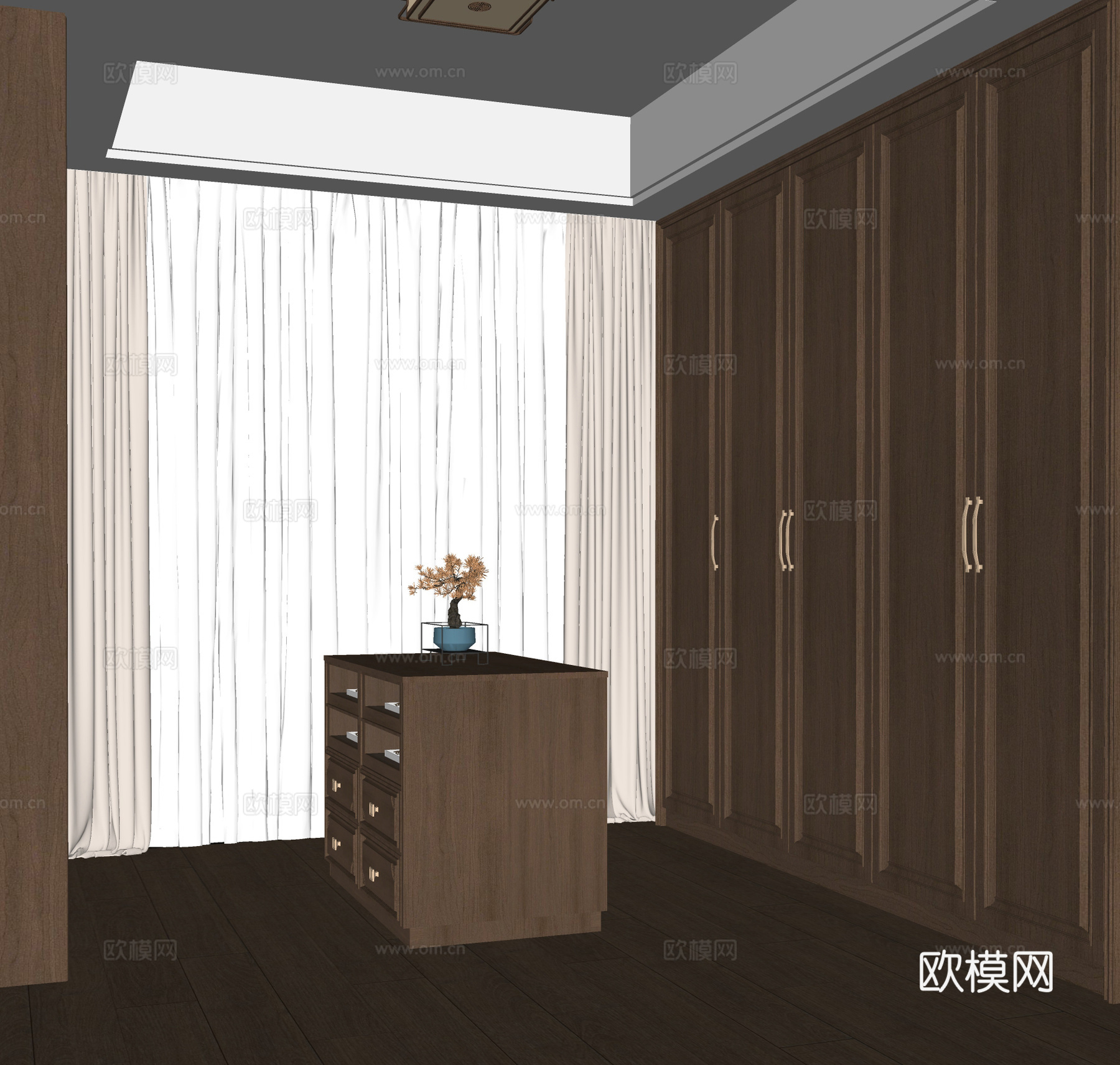 新中式衣帽间su模型