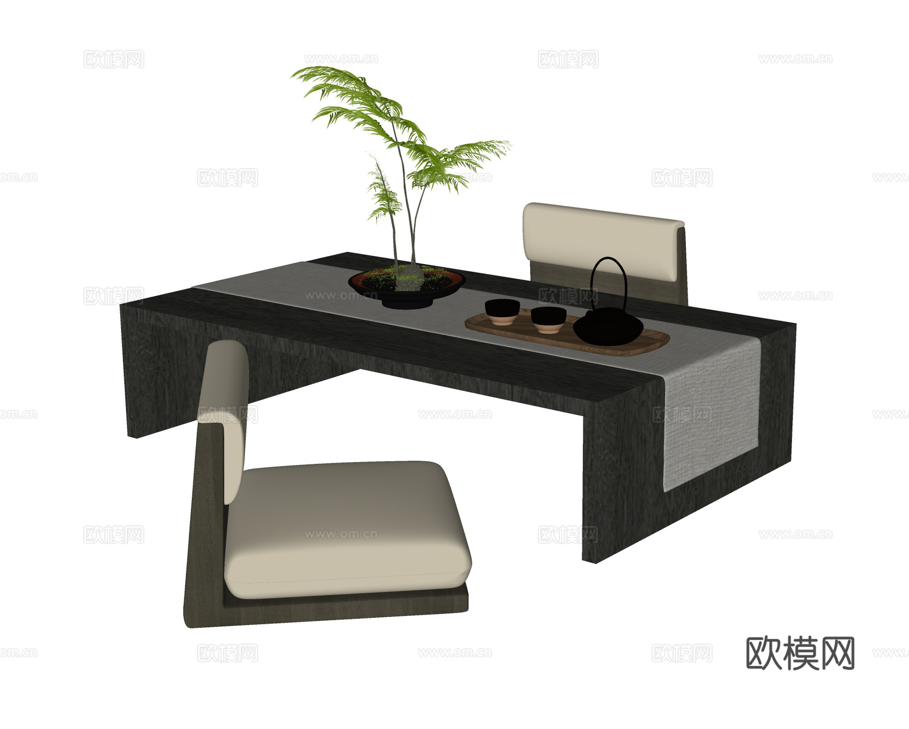 现代阳台茶桌椅 茶桌 茶椅su模型