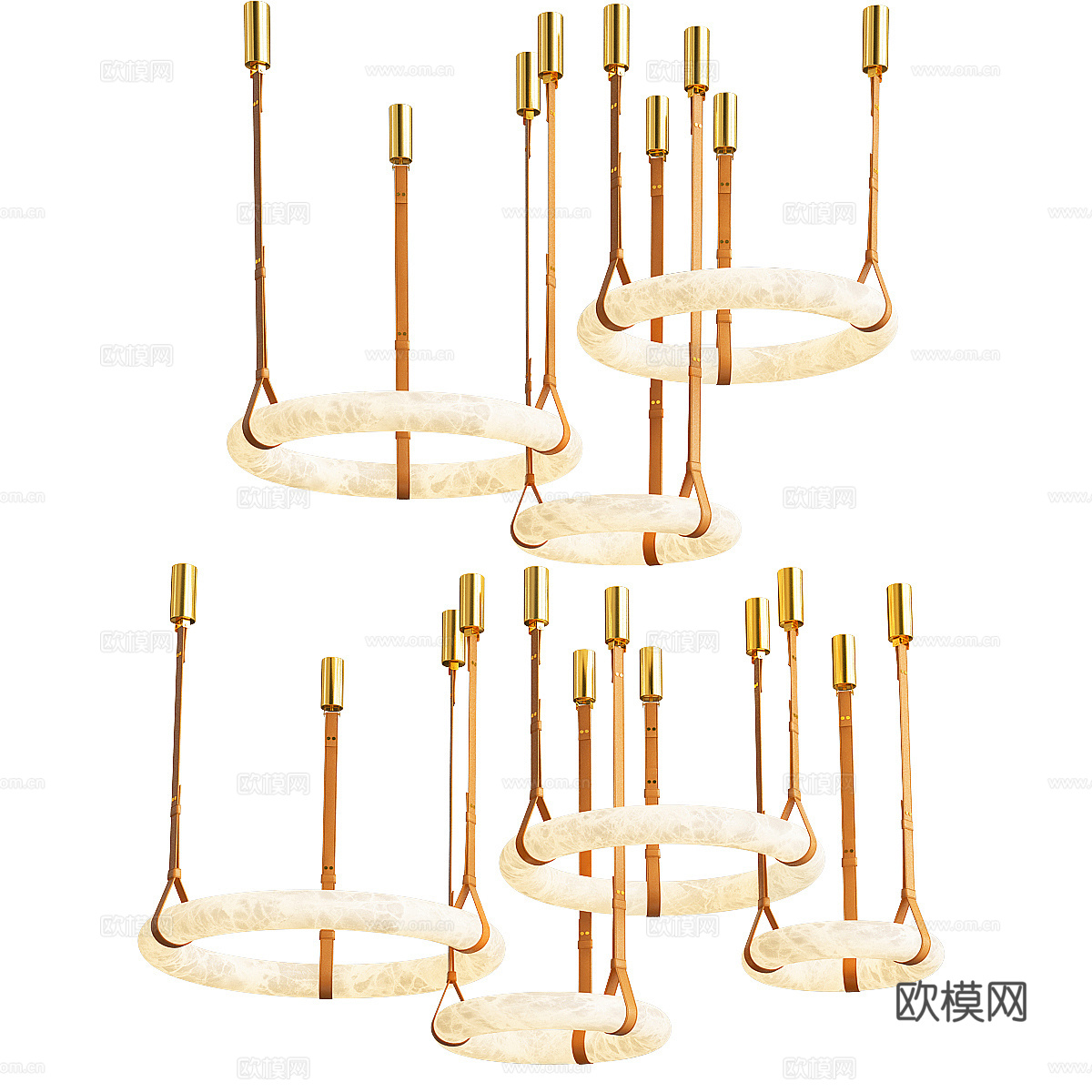 现代意式墙饰皮革装饰吊灯3d模型