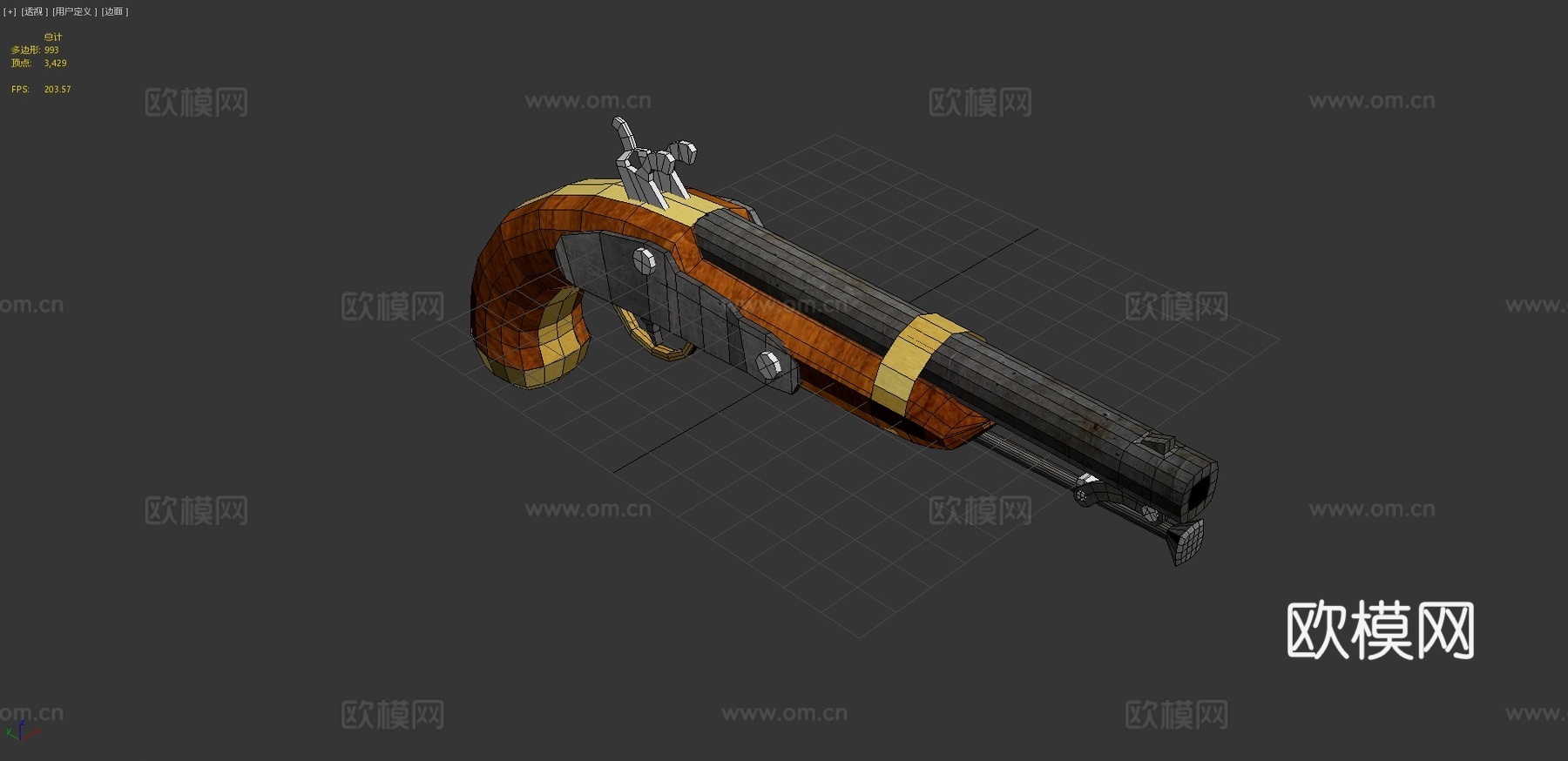 美国1842型击发手枪3d模型