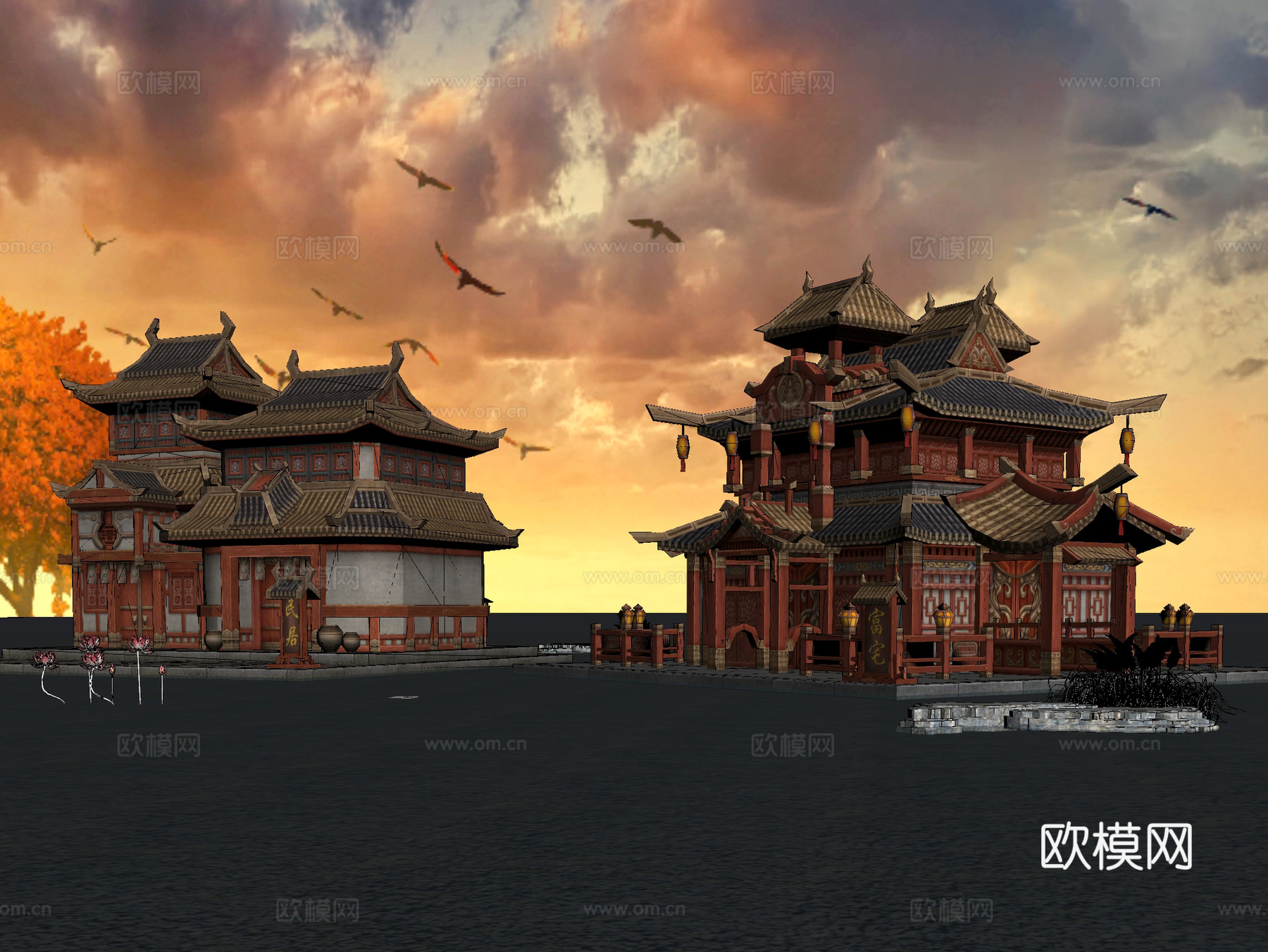 古建 中式建筑 阁楼 仙境3d模型