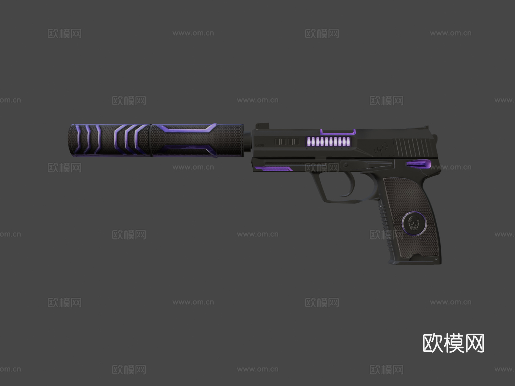USP-S-紫罗兰骷髅3d模型