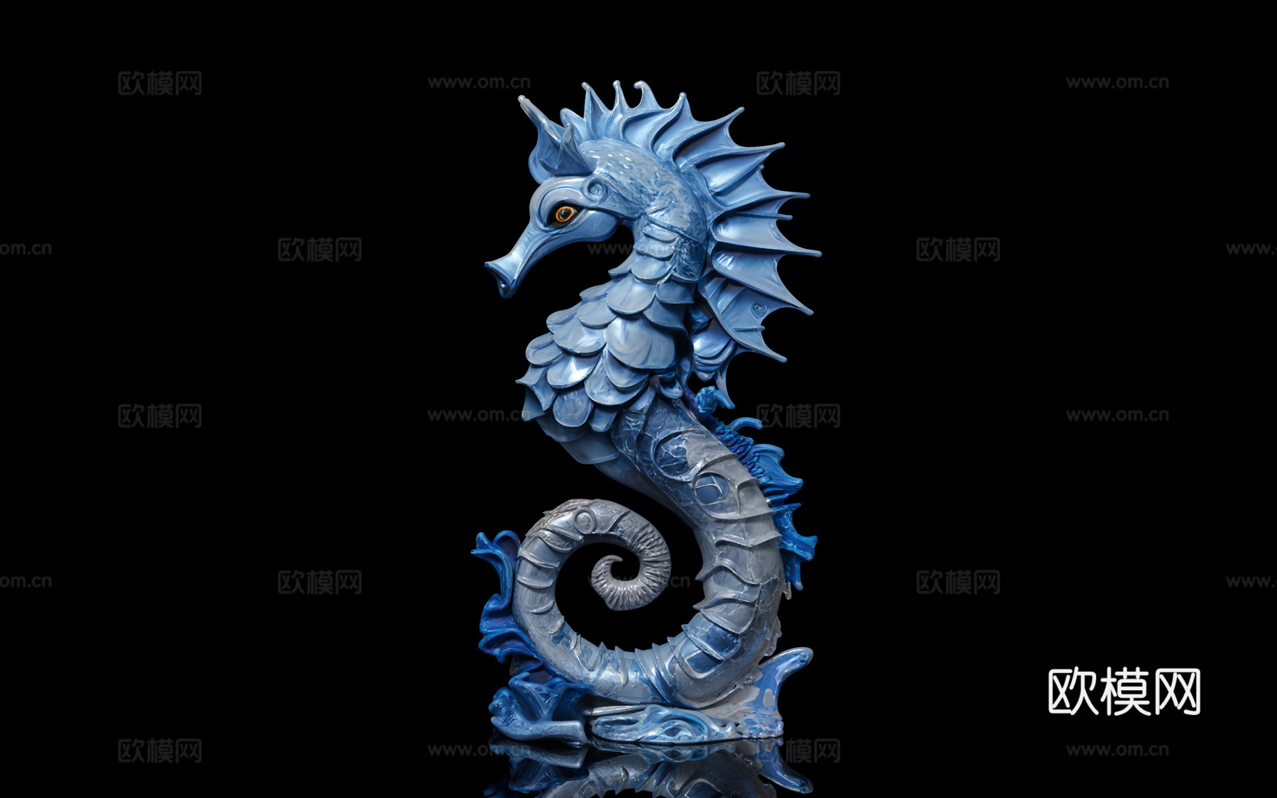 冰系海马 海马造型 炫酷风格 海马形态 雕塑雕刻 艺术创意3d模型