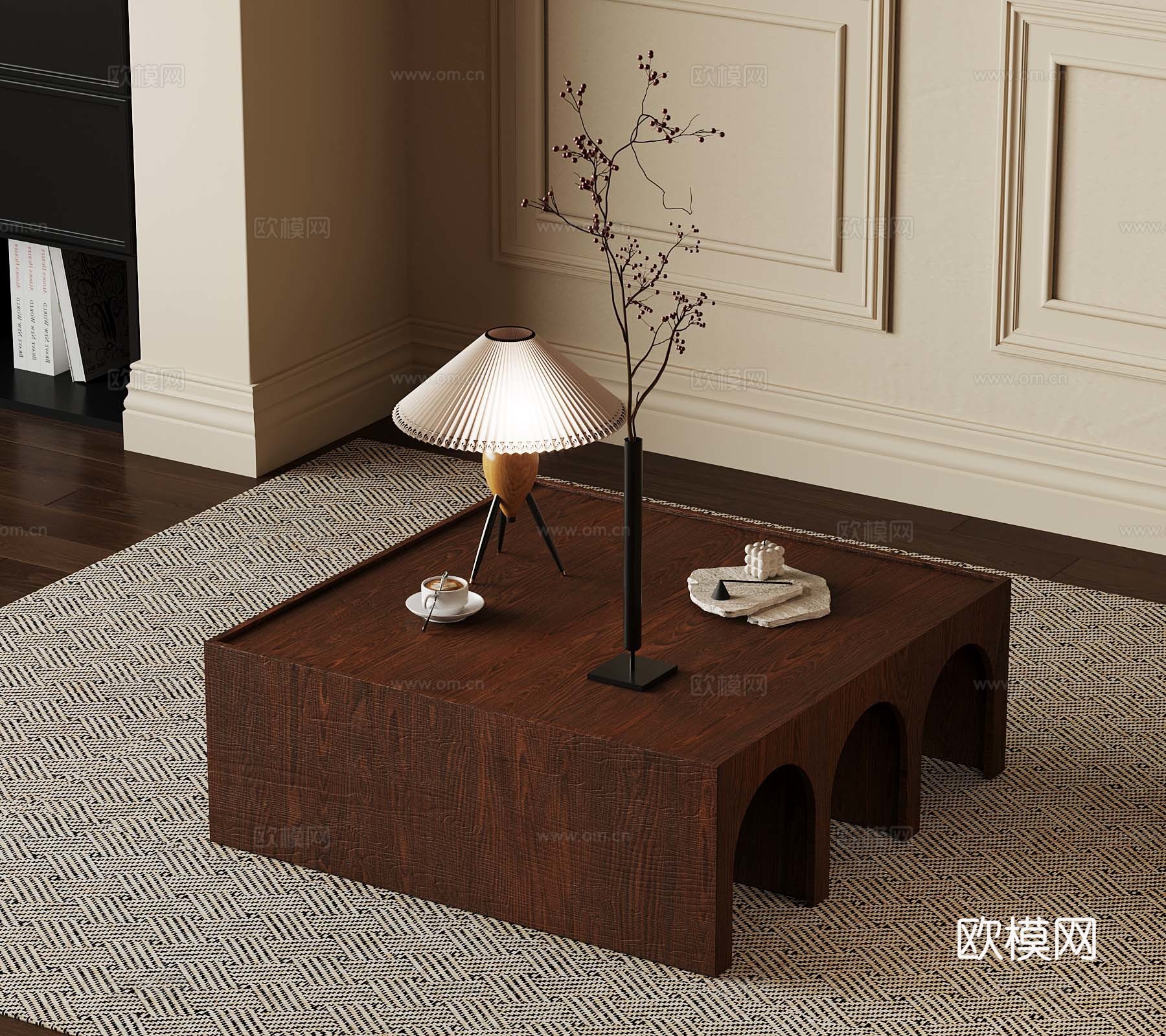 诧寂中古风茶几 摆件3d模型