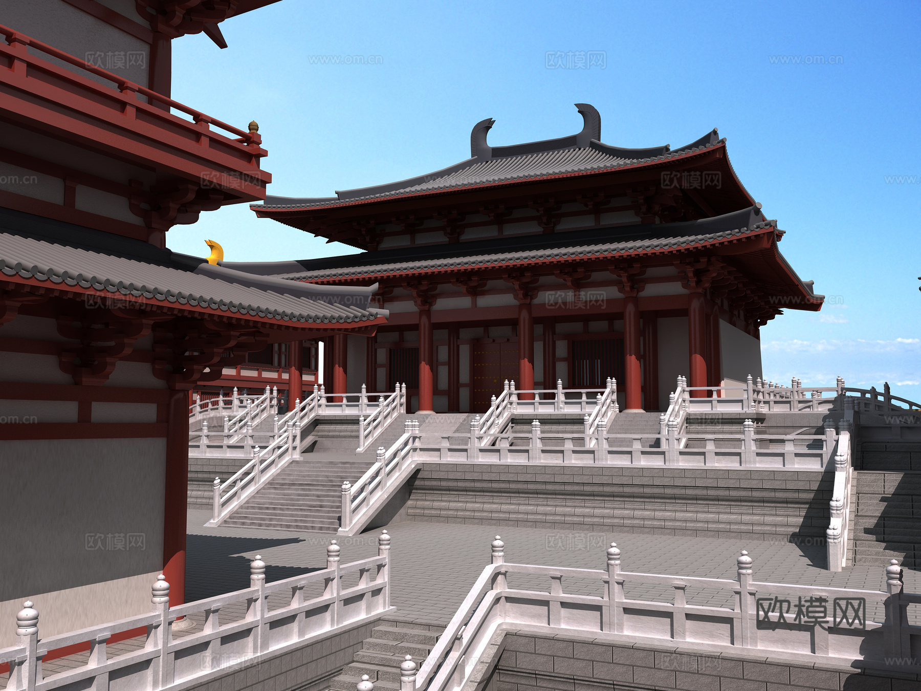 古建 寺庙 唐式 中式建筑3d模型