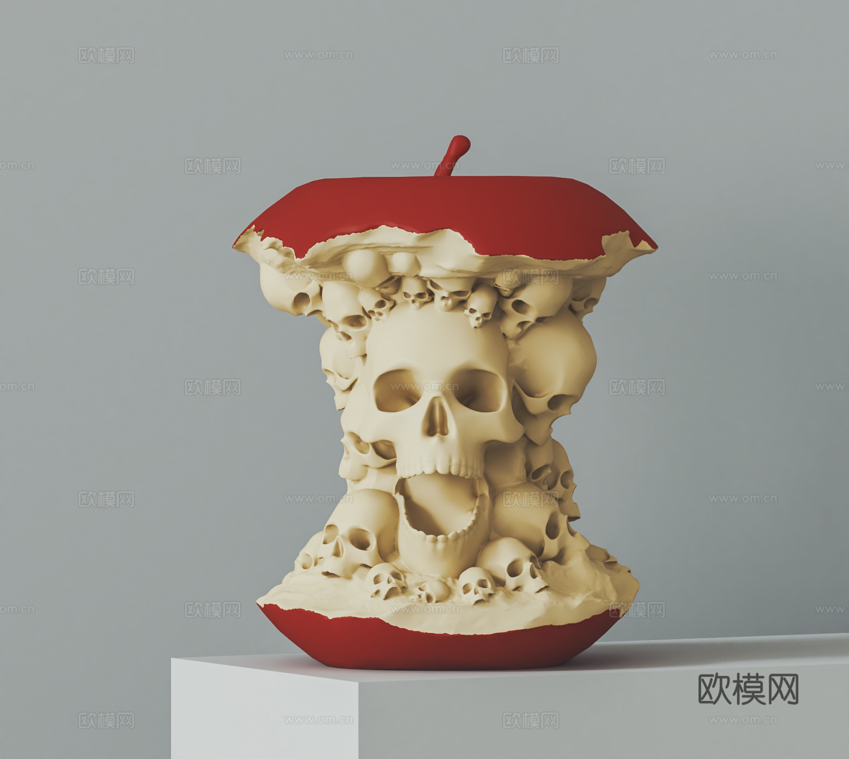 现代艺术苹果雕塑3d模型
