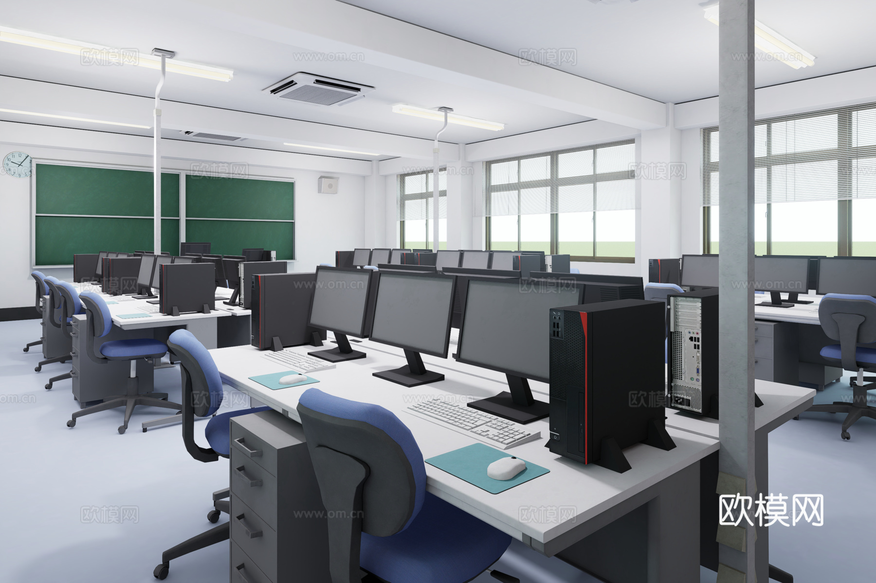 计算机教室3d模型