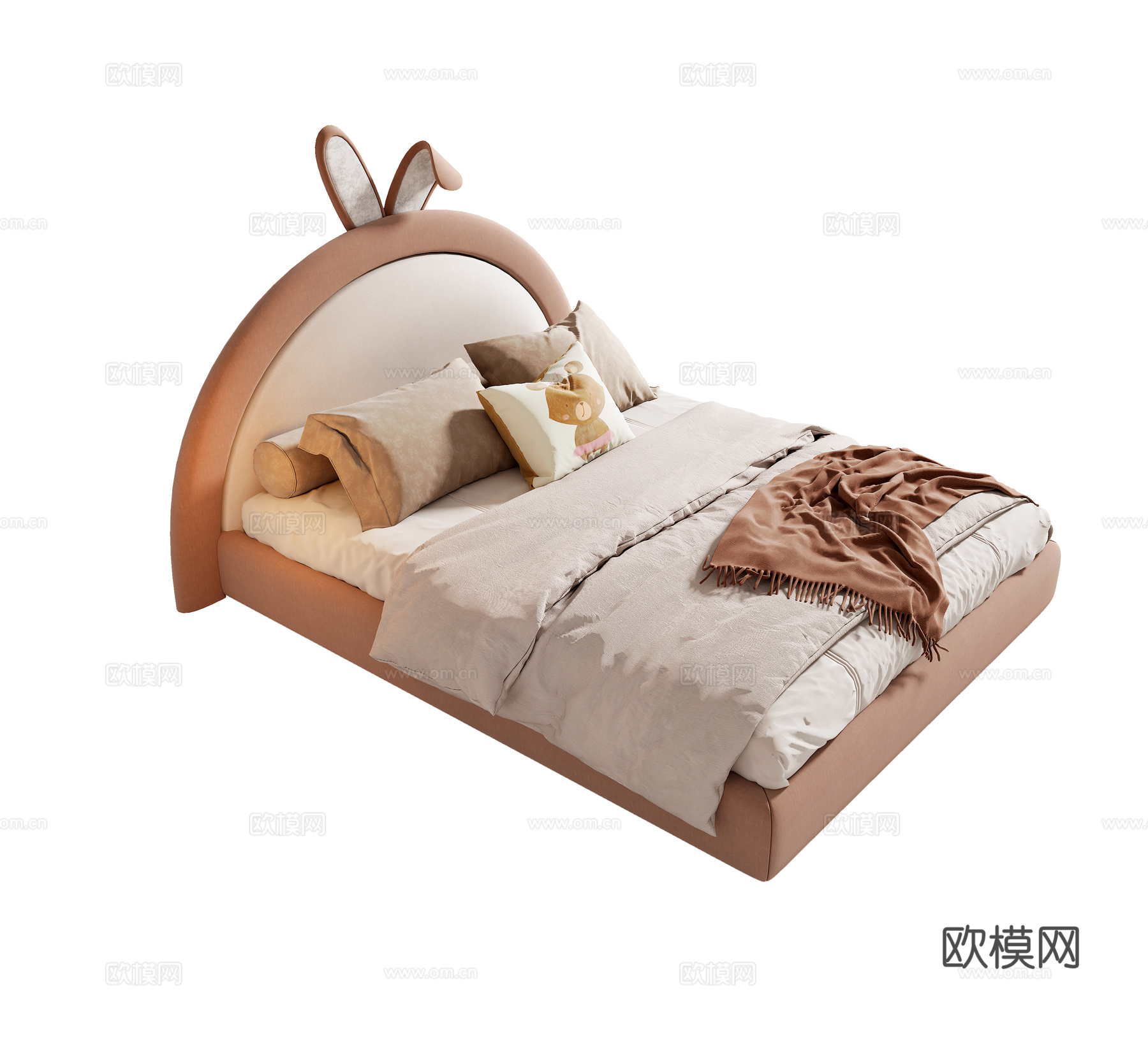 现代儿童床 女孩房单人床 儿童单人床 榻榻米单人床su模型
