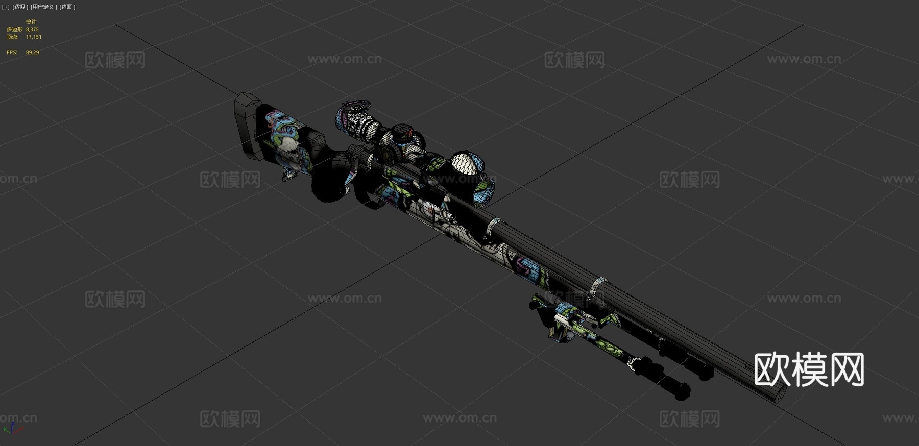 M24狙击步枪-颅骨匕首3d模型