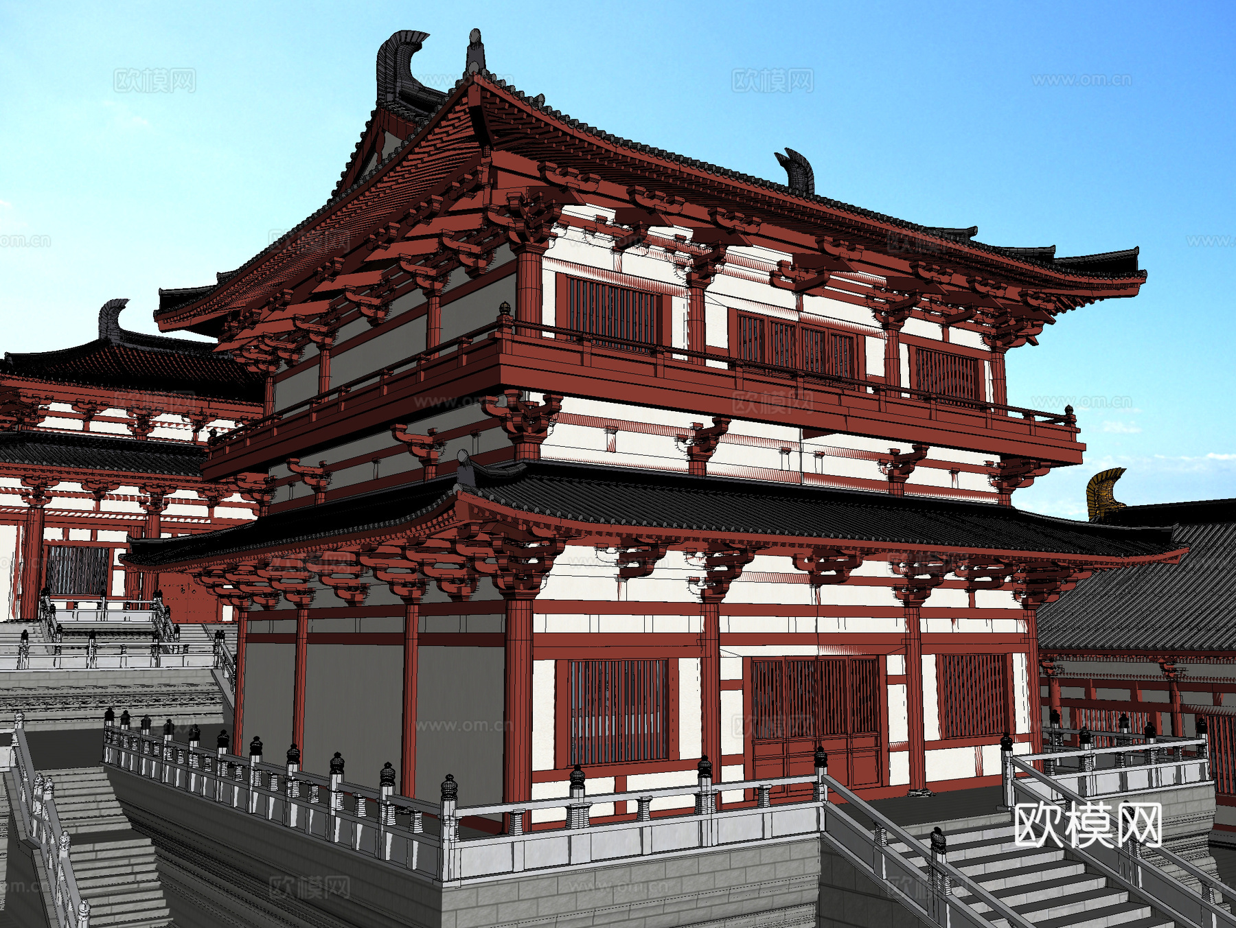 古建 寺庙 唐式 中式建筑3d模型