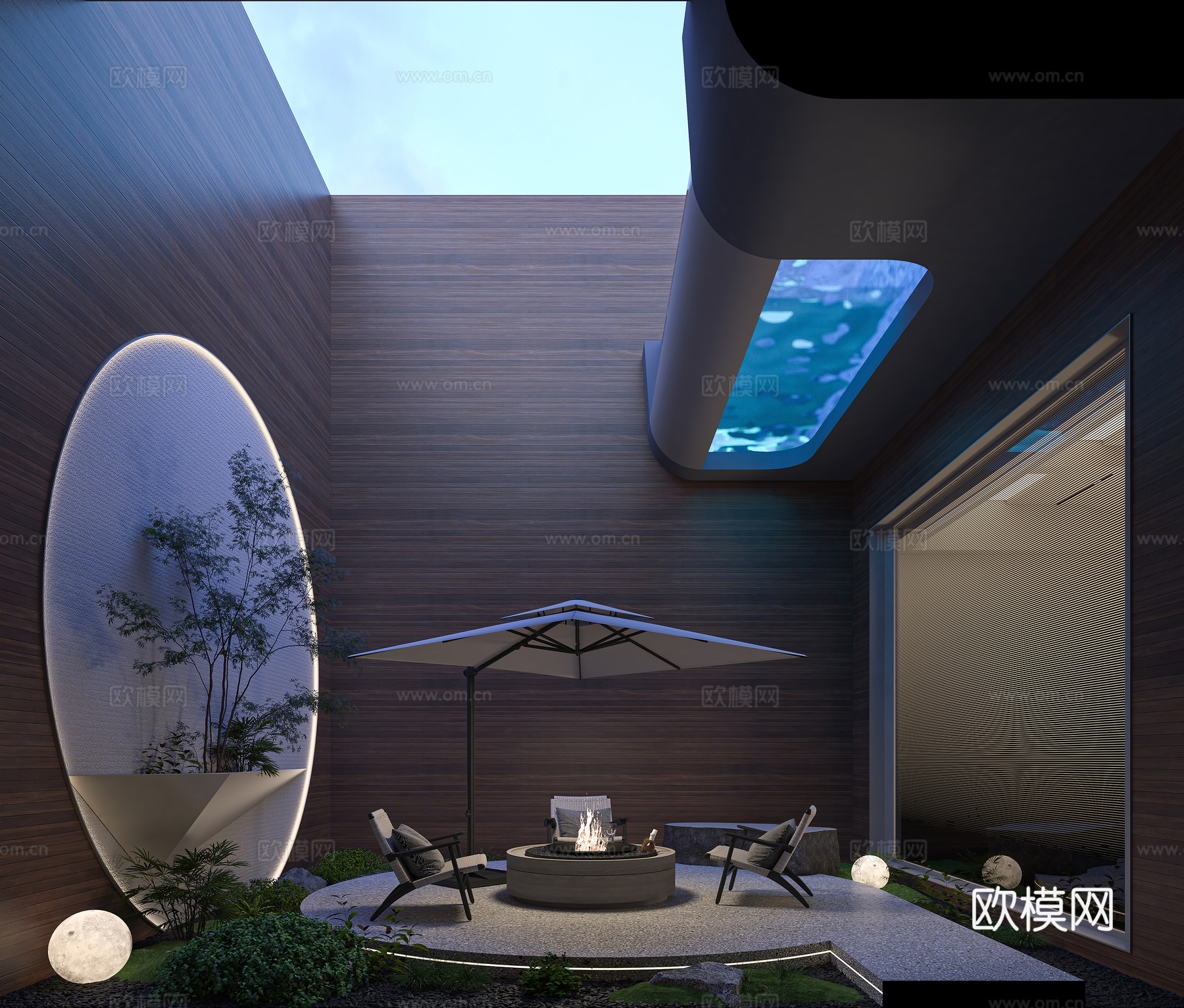 下沉花园景观3d模型