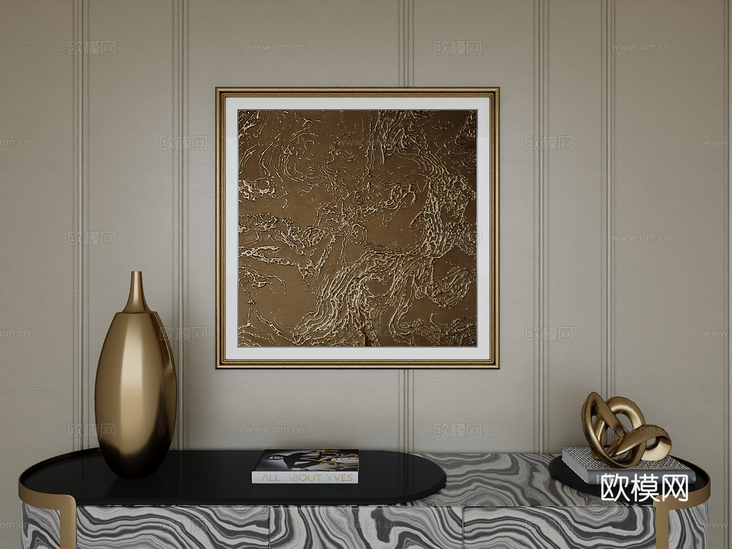 意式轻奢高级挂画3d模型