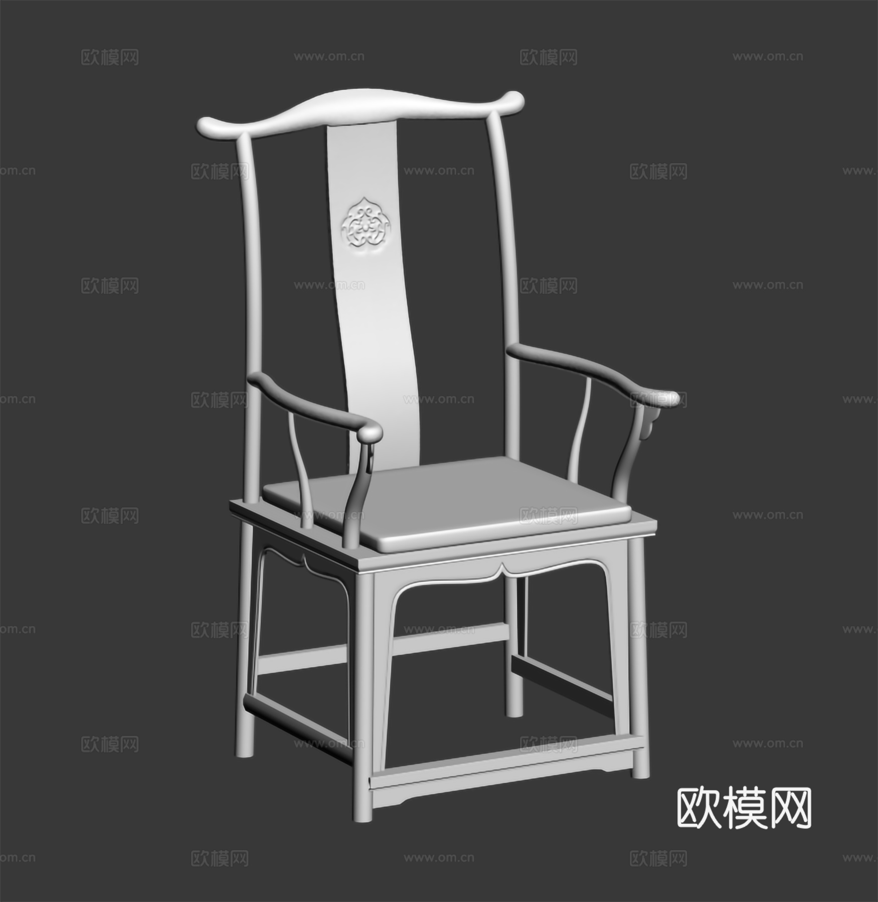 中式官帽椅 扶手椅 实木红木3d模型