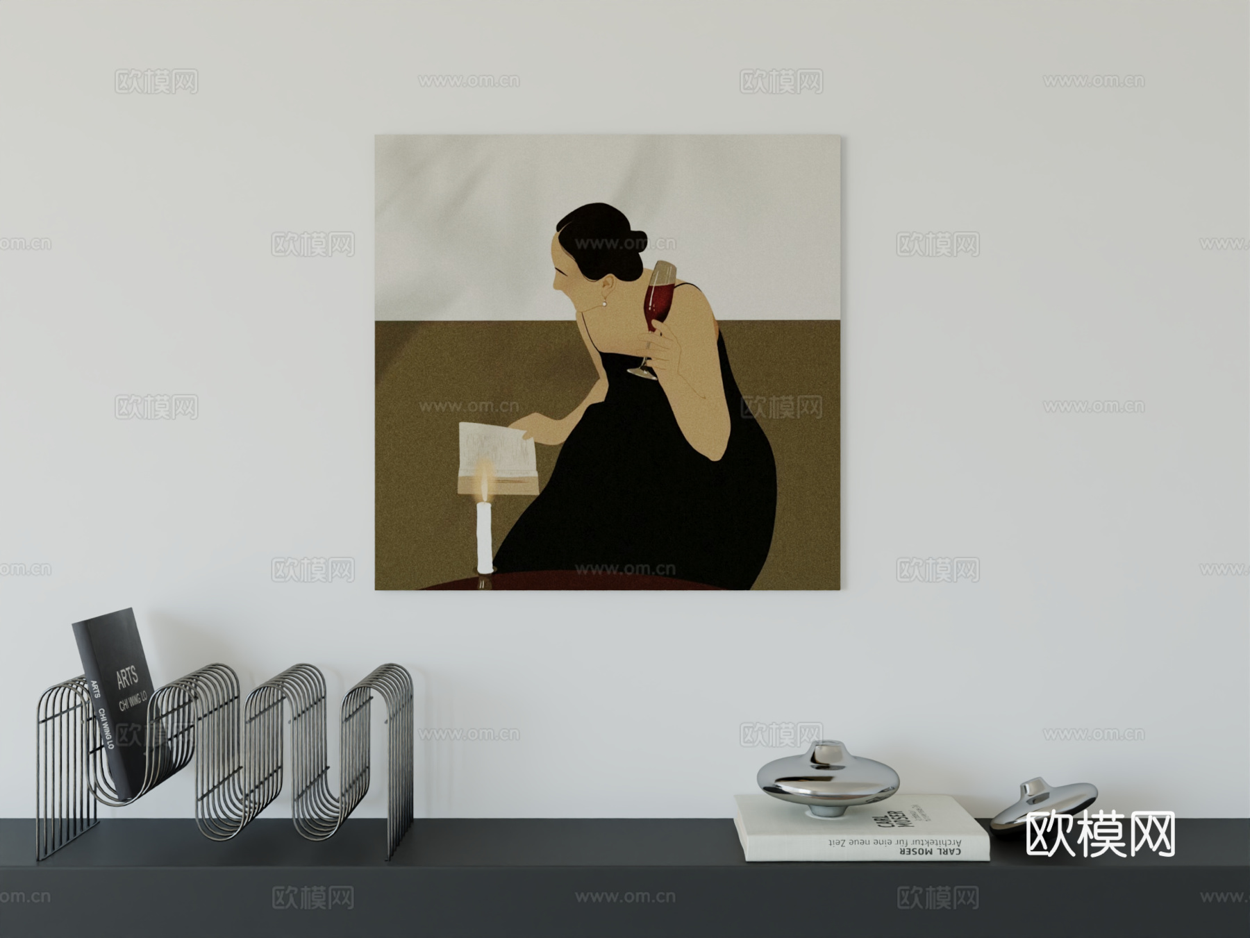 现代简约挂画包豪斯艺术挂画3d模型