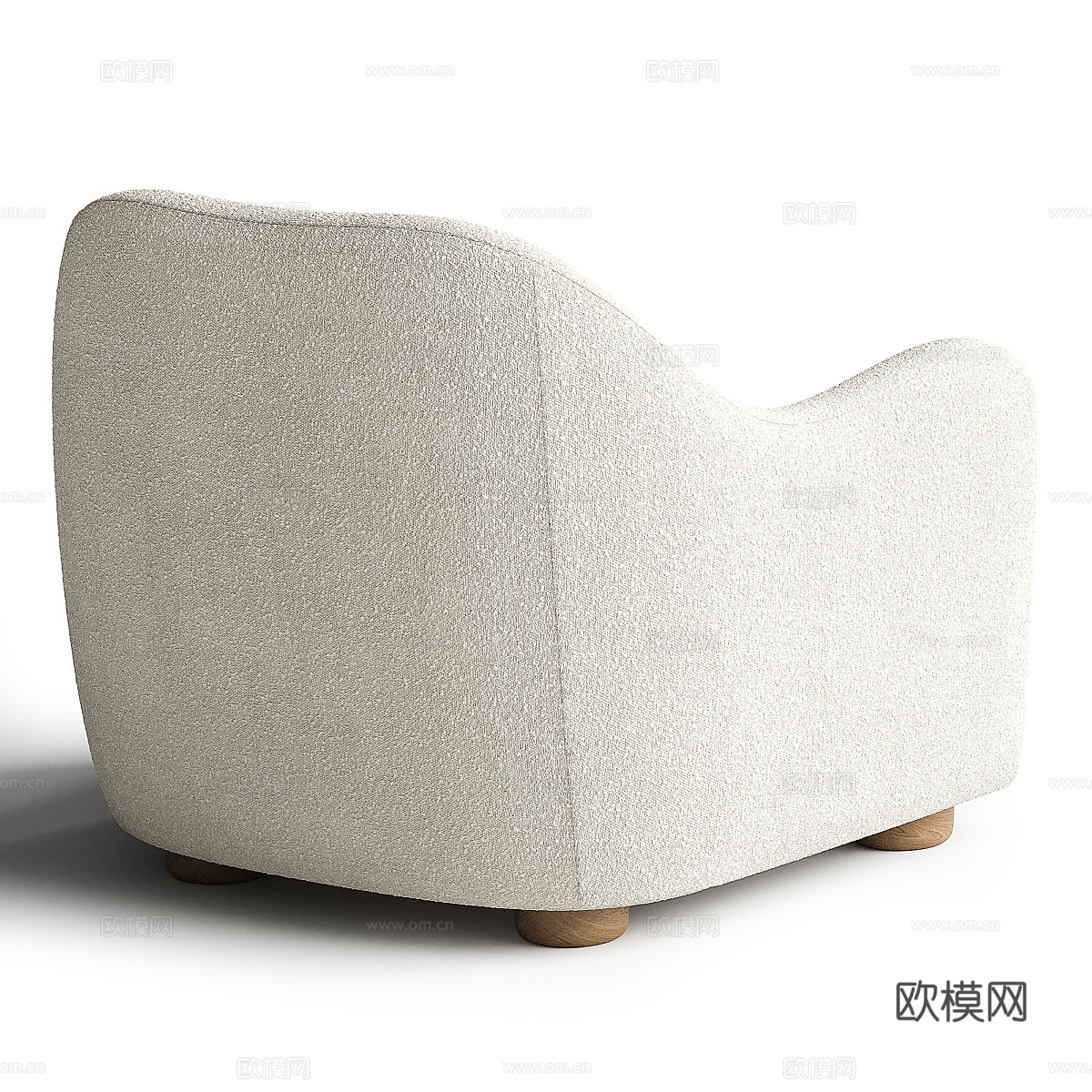 现代奶油风布艺沙发椅3d模型