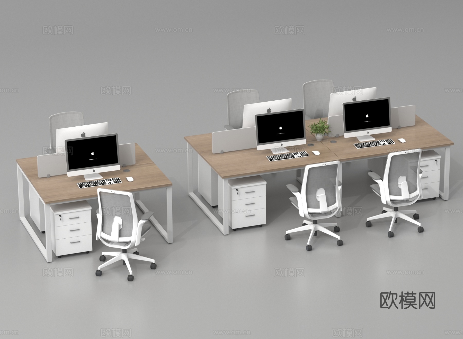 办公桌椅 卡位 岗位 工位3d模型