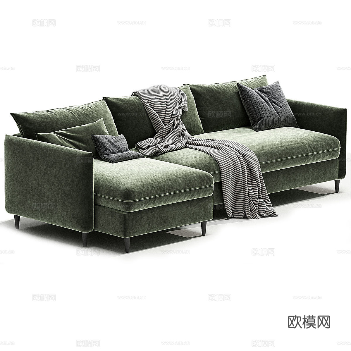 现代意式布艺休闲沙发3d模型下载（渲染图2）