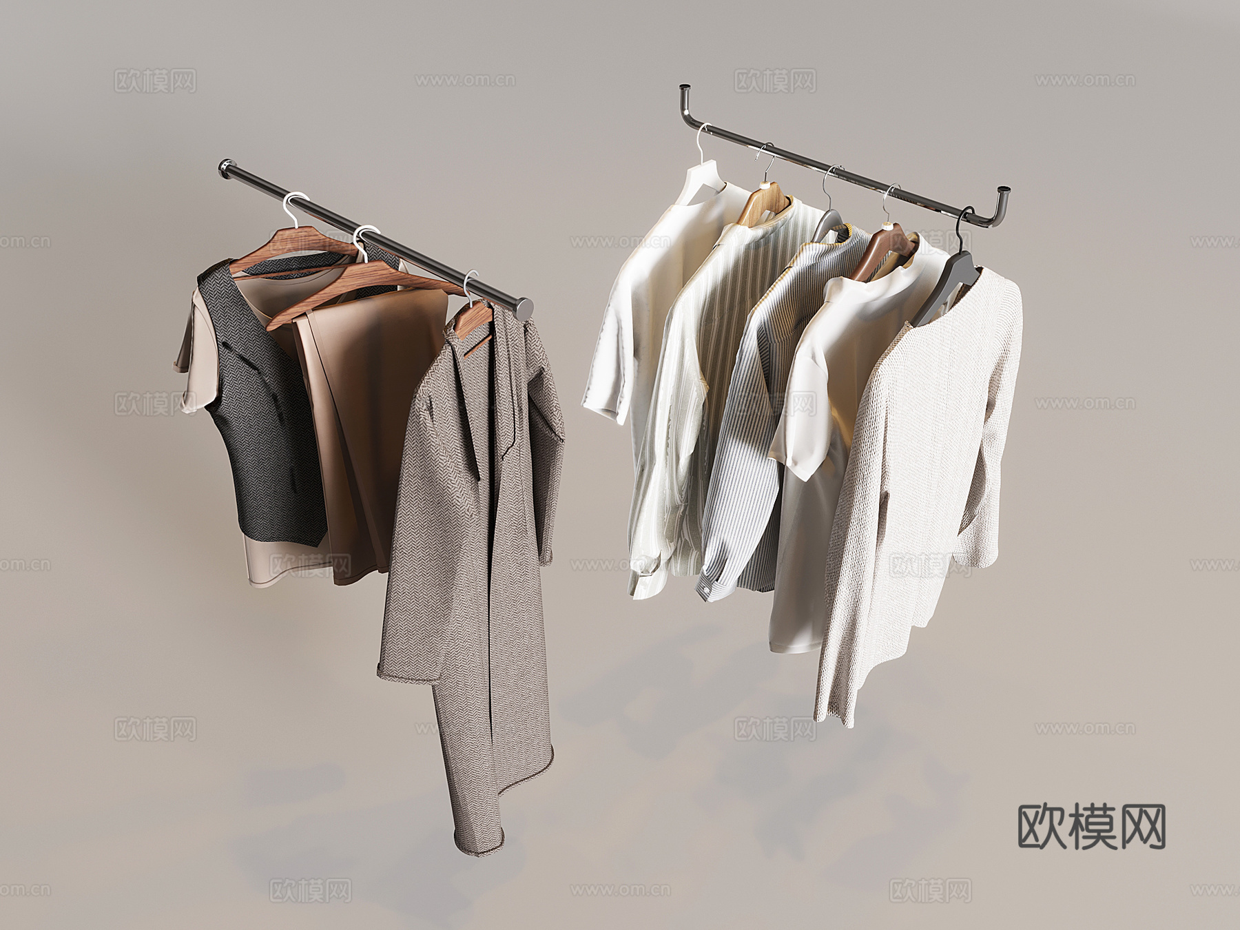 衣服男装女装短袖 晾衣挂衣杆衣服撑3d模型