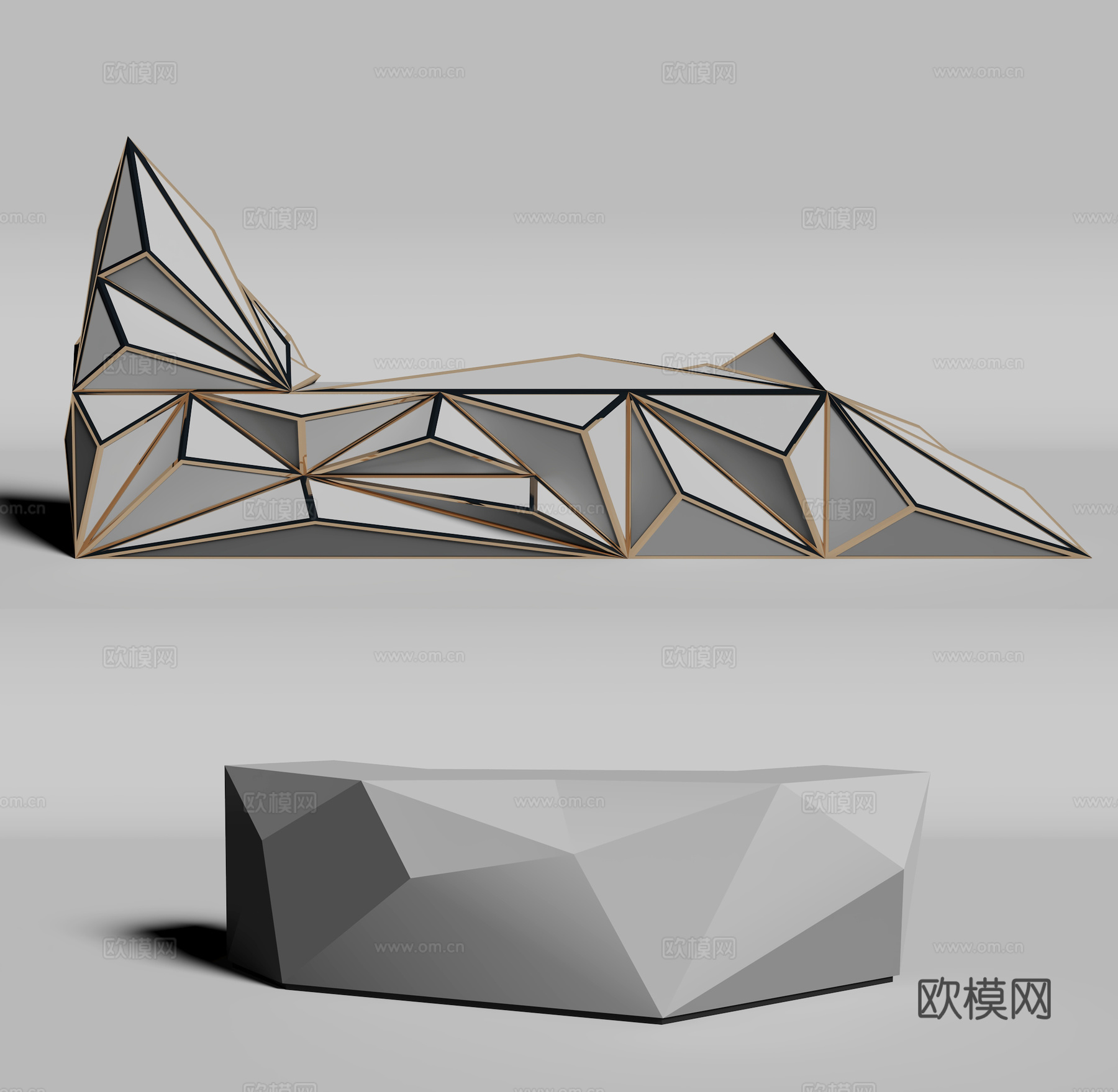 现代前台接待台3d模型