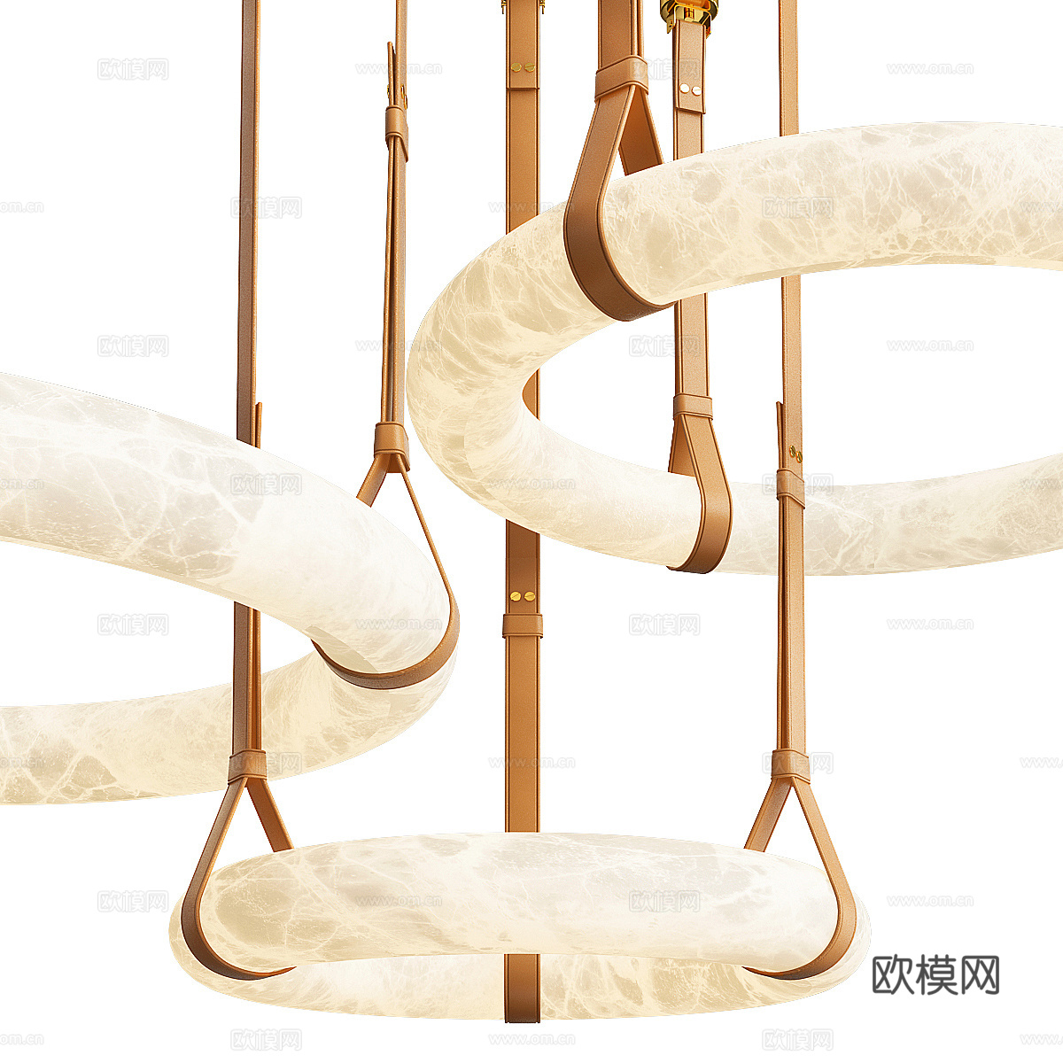 现代意式墙饰皮革装饰吊灯3d模型