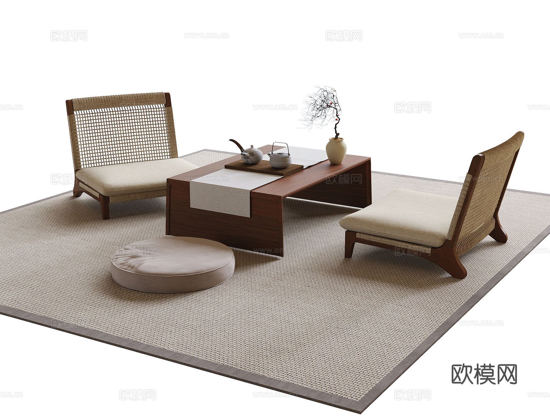 现代榻榻米茶桌椅 茶椅3d模型