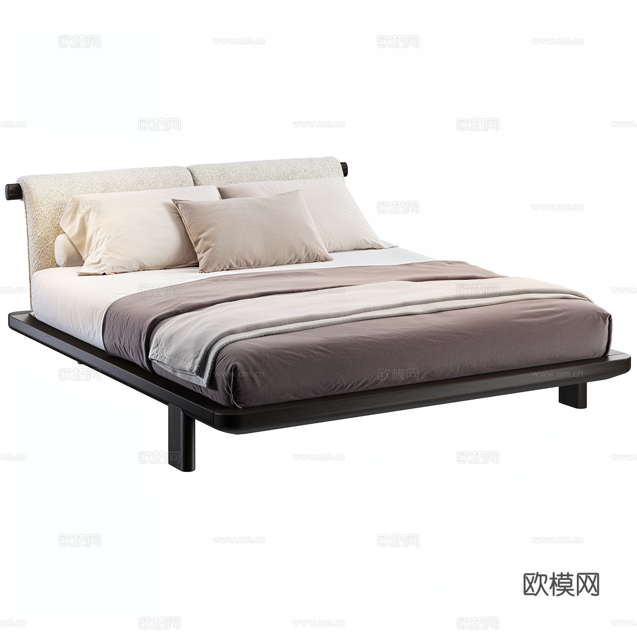 Molteni&amp;C 意式极简双人床 极简双人床 布艺双人床3d模型