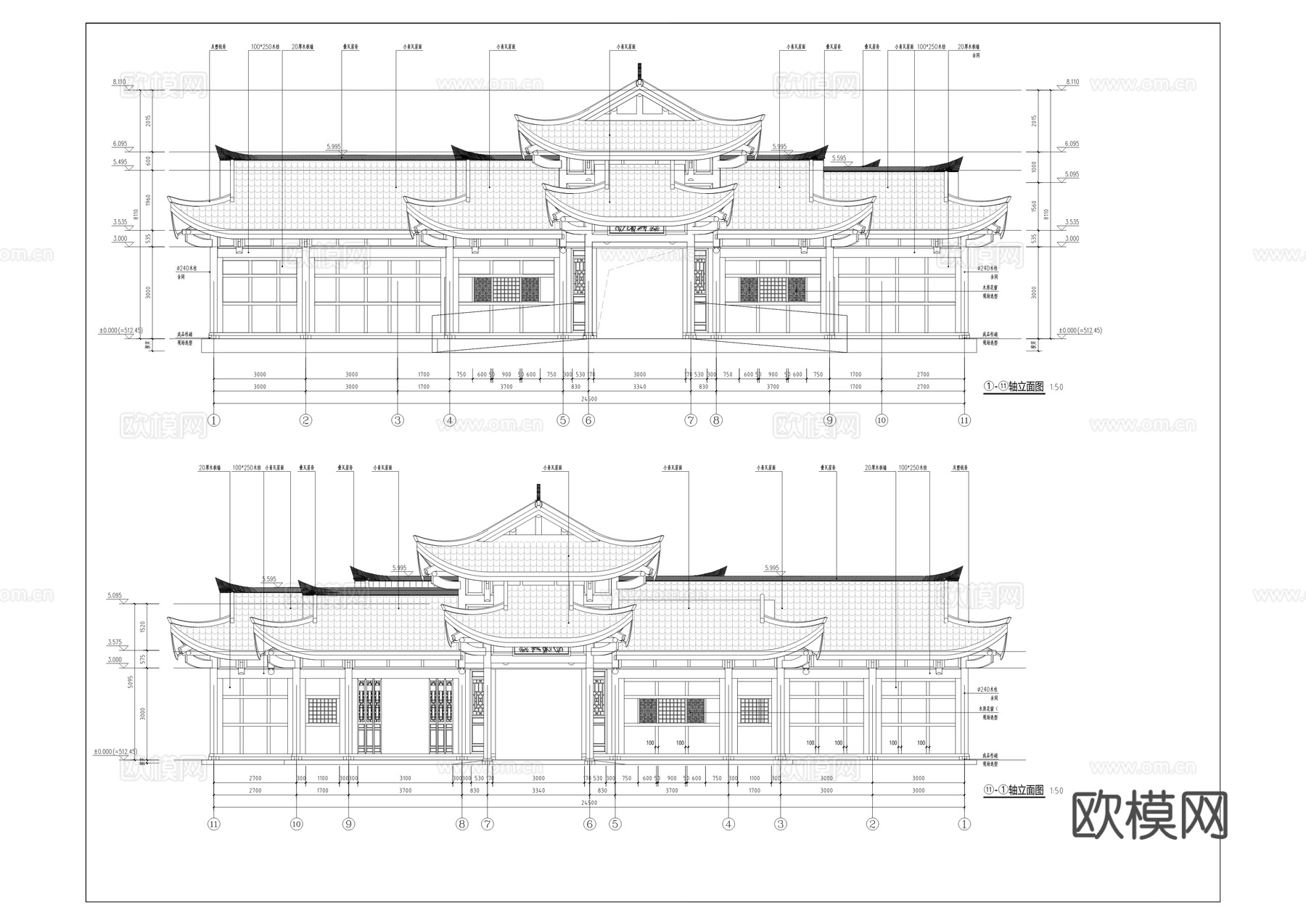 十二个文旅古建公厕建筑施工图（t3版）cad施工图