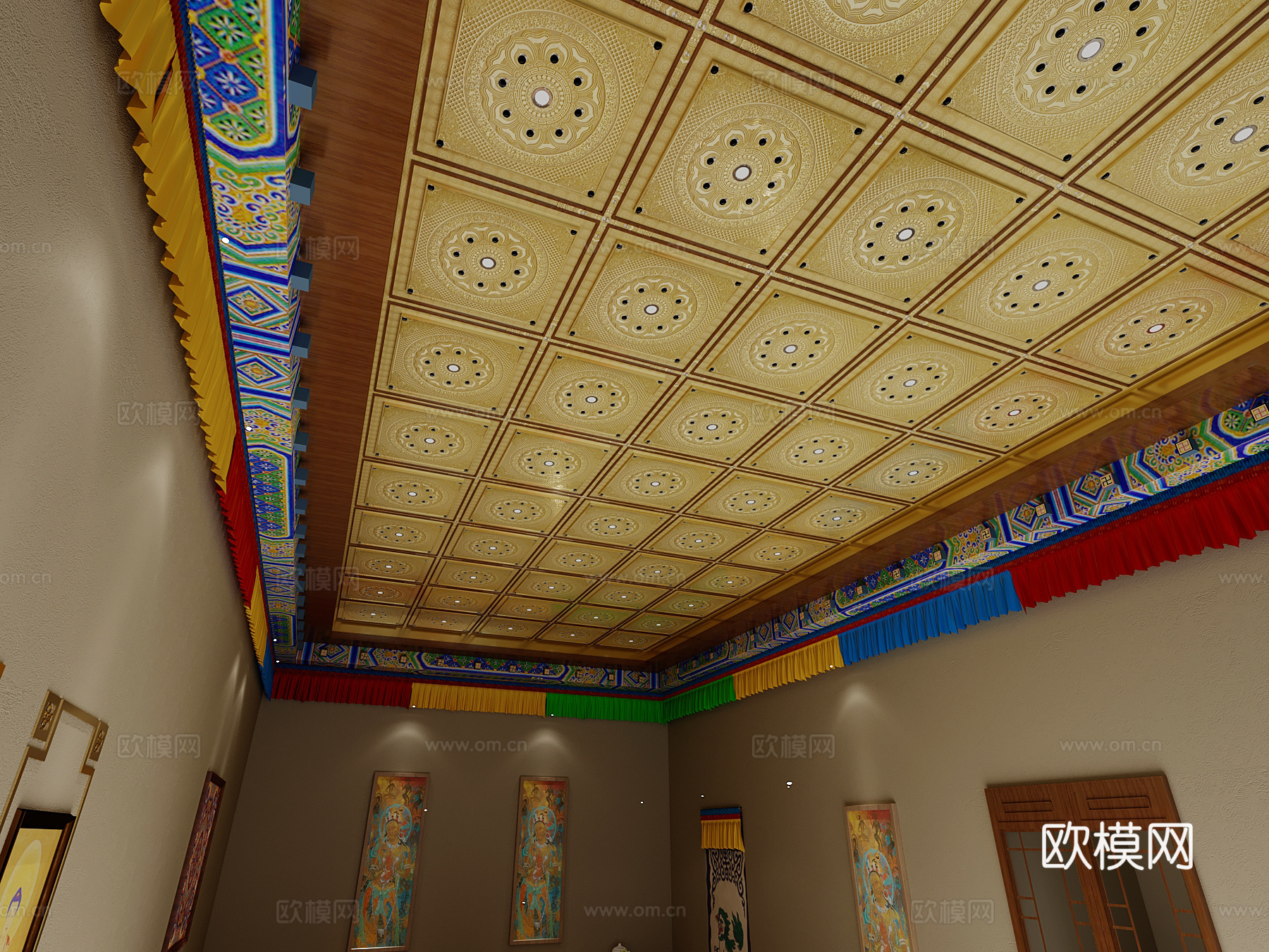 吊顶 侘寂吊顶 民族吊顶3d模型
