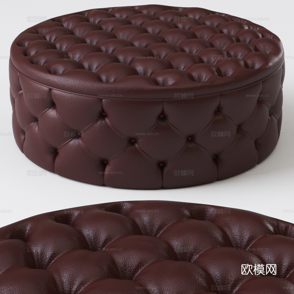 现代意式皮革沙发凳3d模型