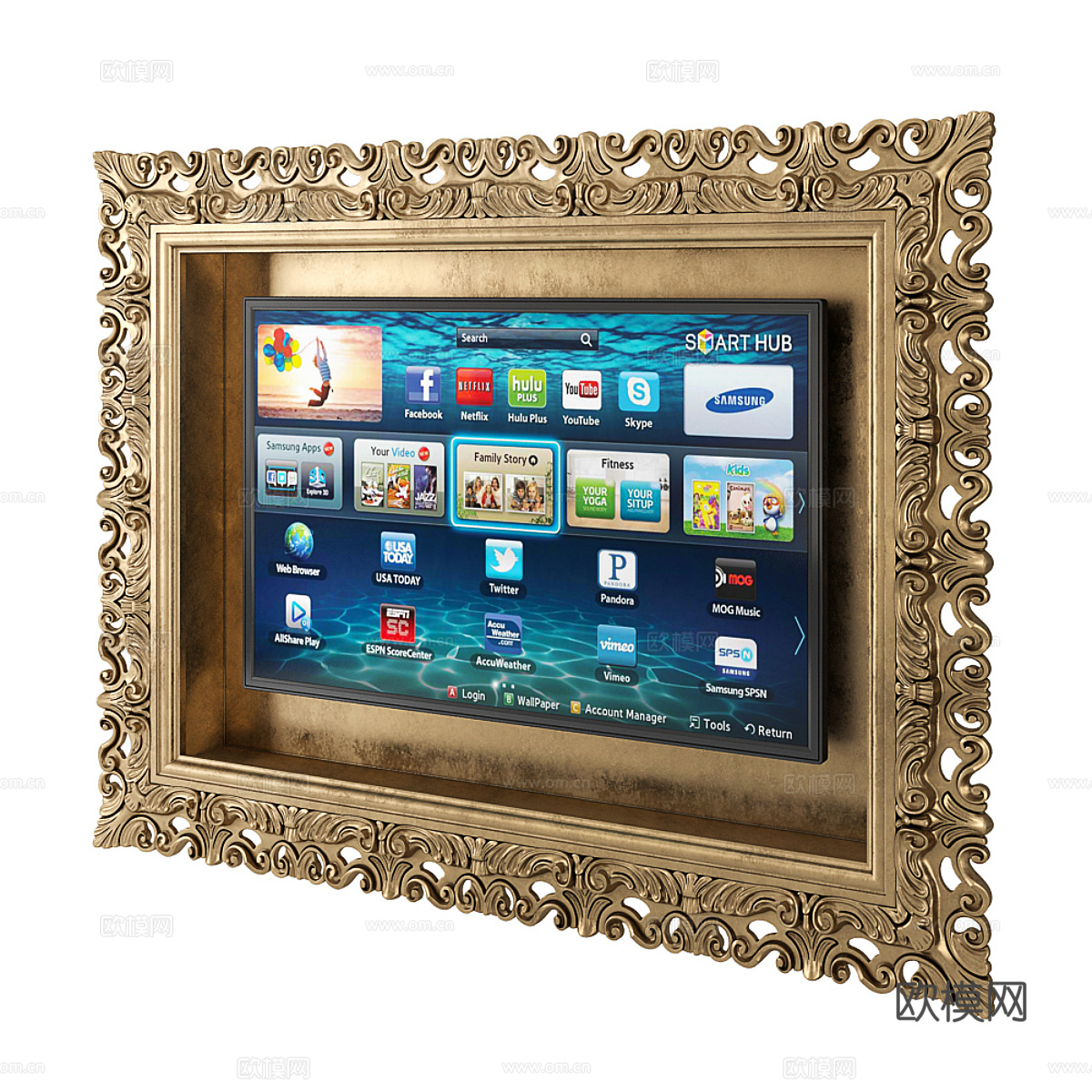 法式欧式电视框架3d模型