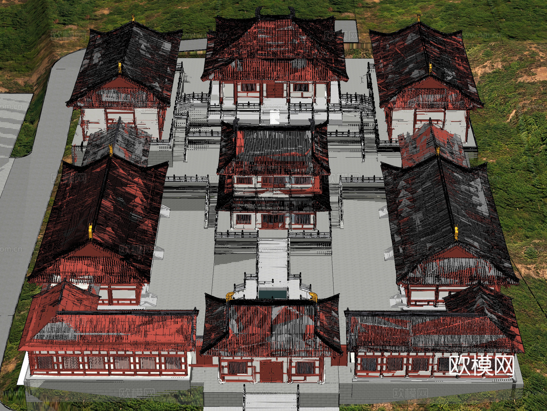古建 寺庙 唐式 中式建筑3d模型