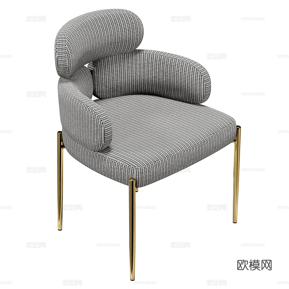 现代意式轻奢布艺餐椅3d模型