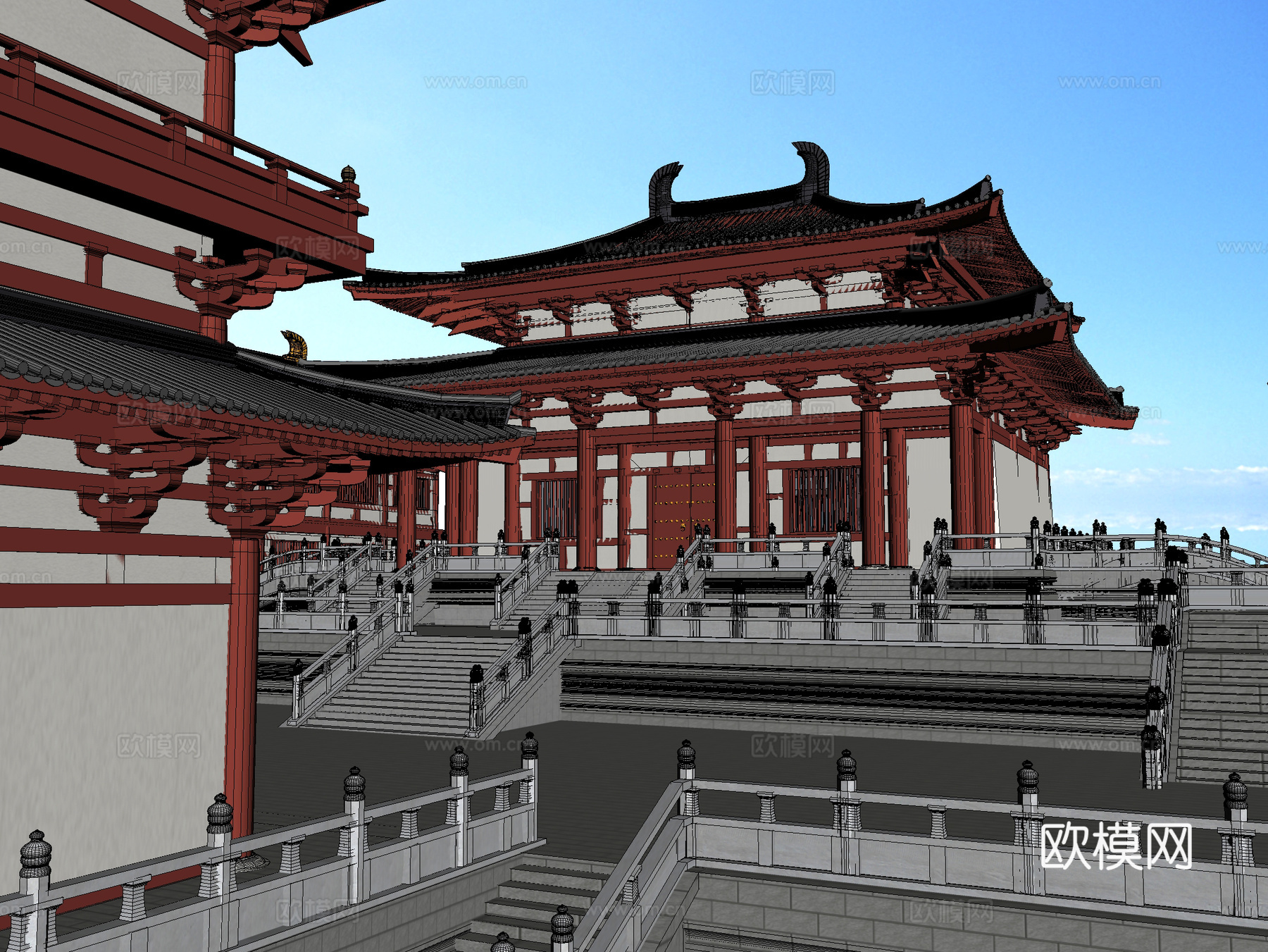 古建 寺庙 唐式 中式建筑3d模型