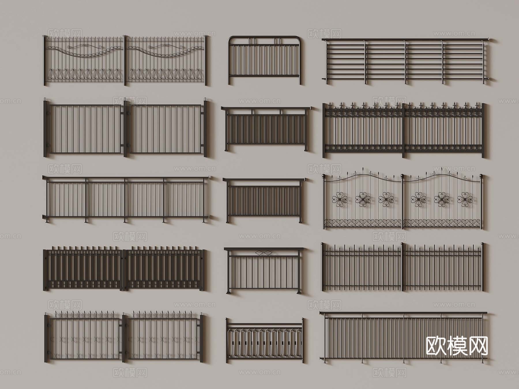 现代栏杆 栅栏  围栏 防护栏3d模型