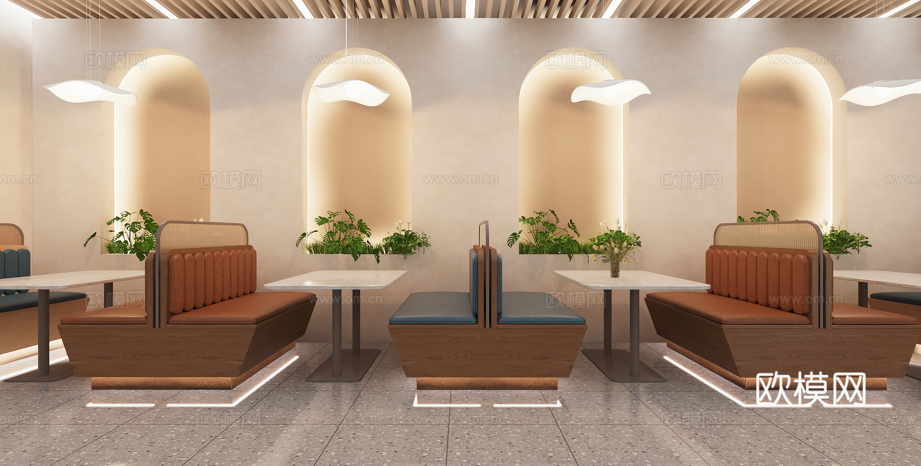 现代茶餐厅 餐厅卡座3d模型
