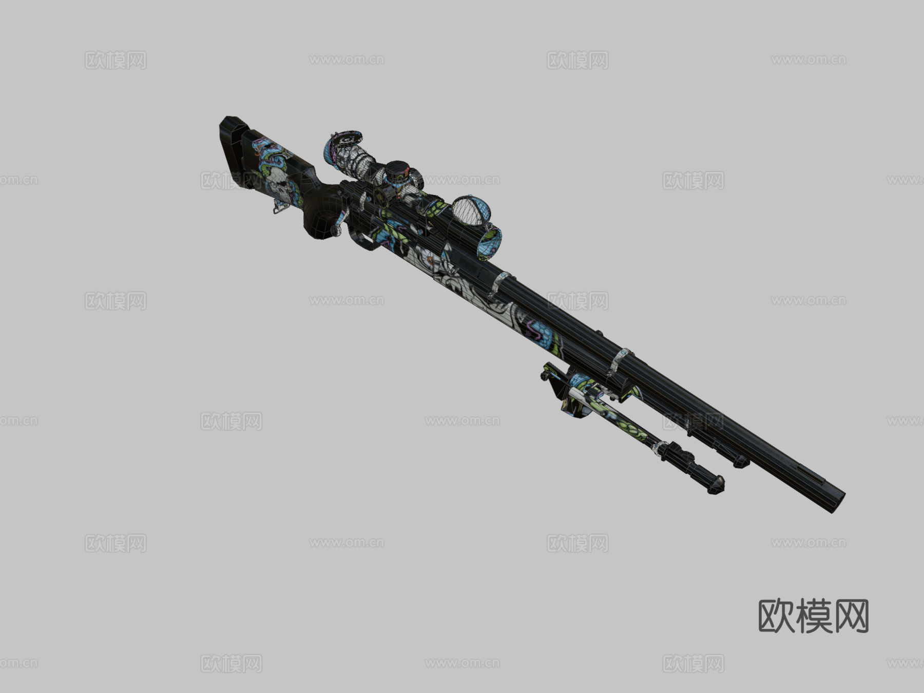 M24狙击步枪-颅骨匕首3d模型