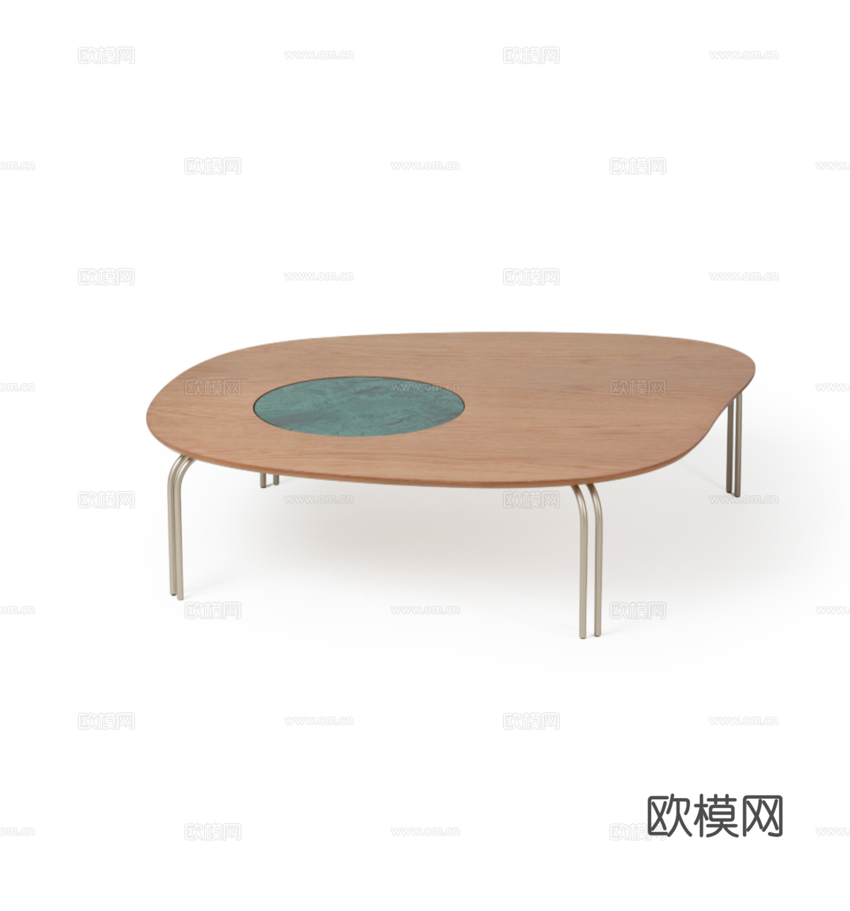 中古实木茶几简约不锈钢异形茶桌复古小户型客厅异形石材实木茶su模型