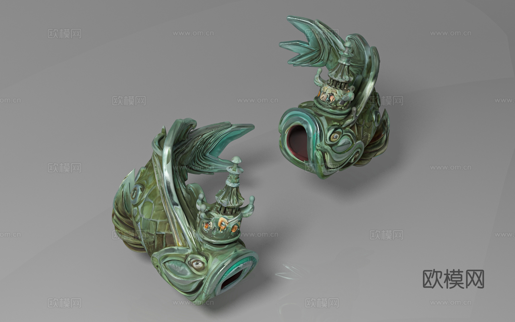 鲤鱼龙鱼三星堆 古代文物 青铜器摆件 卡通风格 摆件饰品 动3d模型