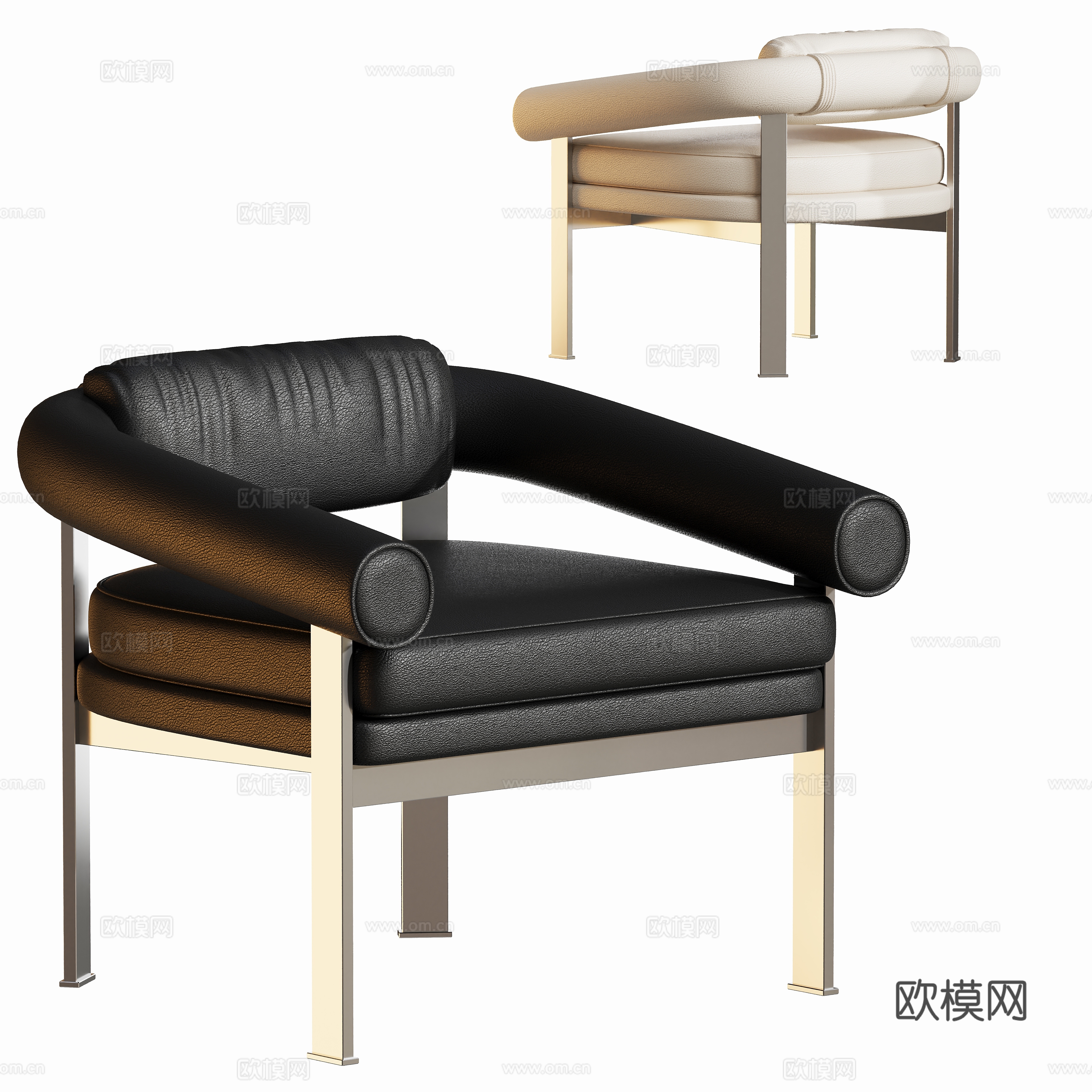 现代休闲金属皮椅su模型