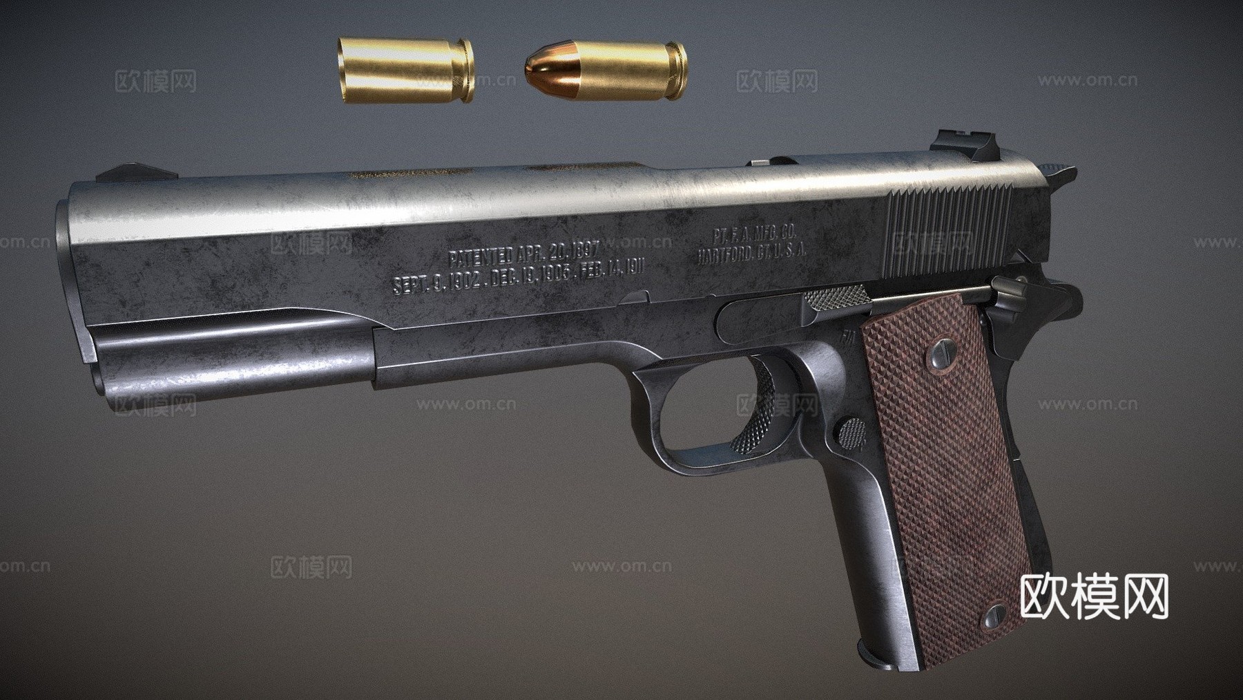 二战1911手枪3d模型