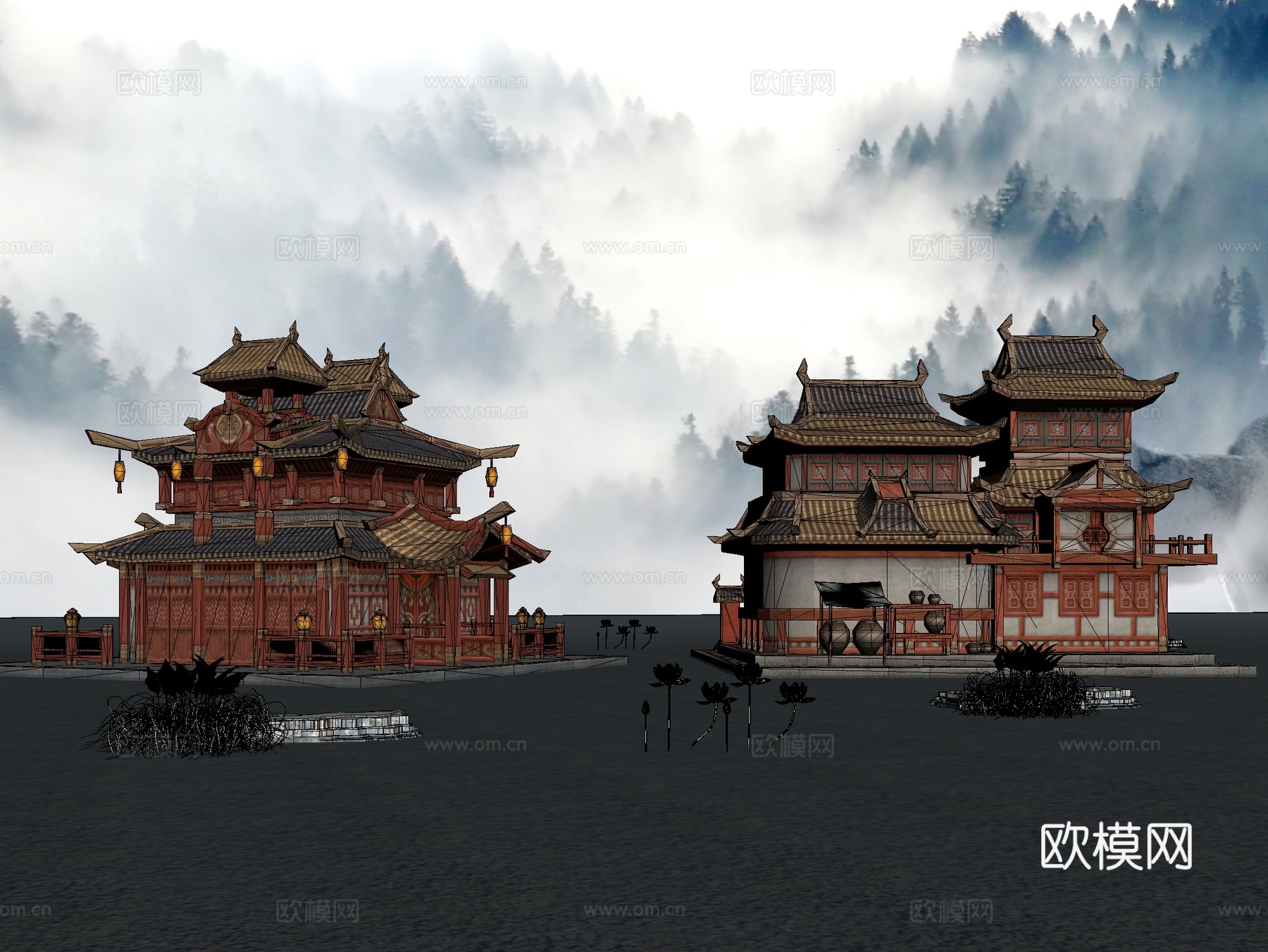 古建 中式建筑 阁楼 仙境3d模型